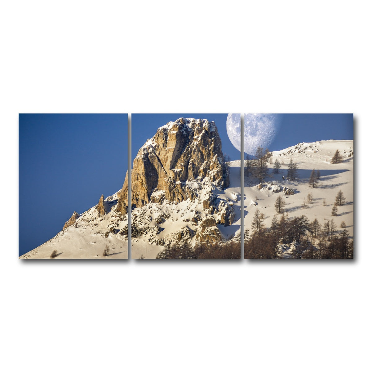 AUTO-MOCKUP WHITE | Moon and mountain | 3 Piece | Gallery Wrap Canvas | group=18x24