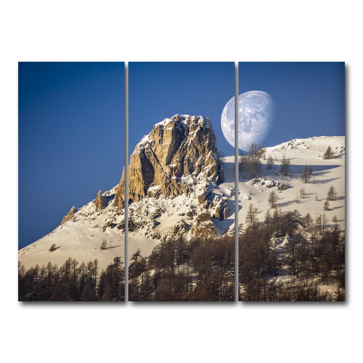 AUTO-MOCKUP WHITE | Moon and mountain | 3 Piece | Gallery Wrap Canvas | group=8x18