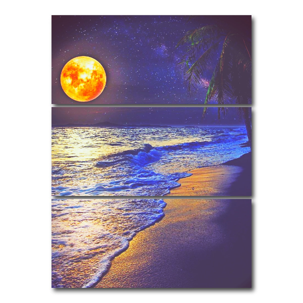 AUTO-MOCKUP WHITE | Moonlight Oceanview | 3 Piece | Gallery Wrap Canvas | group=8x18_stacked