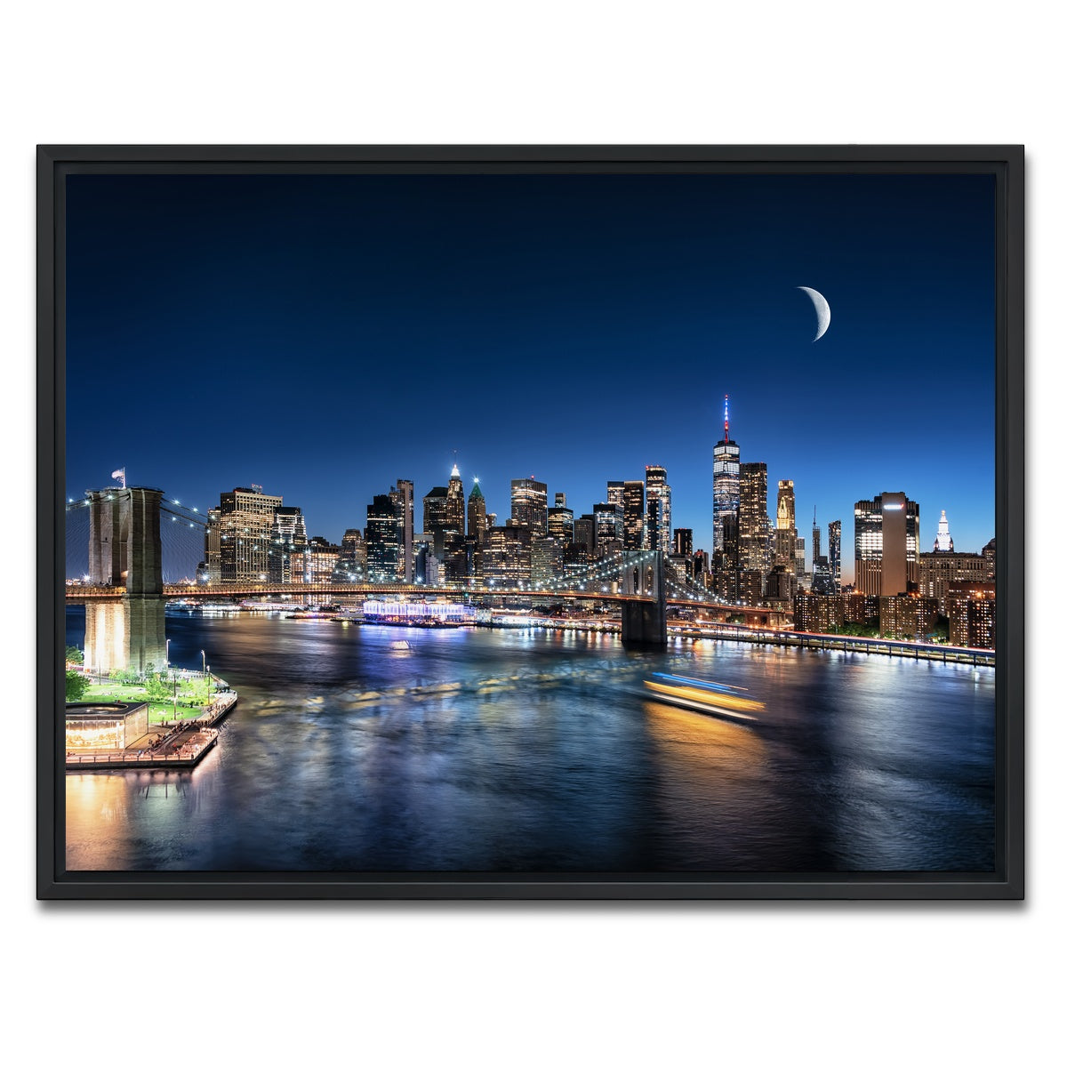 AUTO-MOCKUP WHITE | Moonrise In New York | 1 Piece | Black Framed Canvas | group=4x3