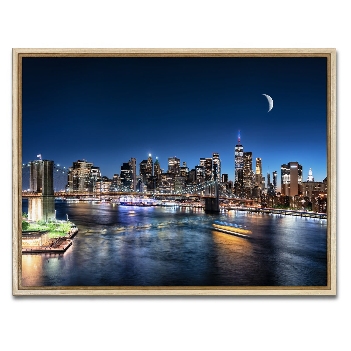 AUTO-MOCKUP WHITE | Moonrise In New York | 1 Piece | Natural Framed Canvas | group=4x3