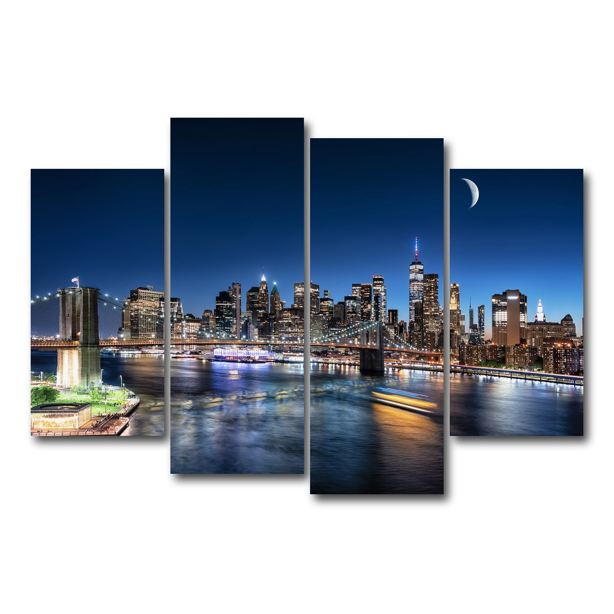 AUTO-MOCKUP WHITE | Moonrise In New York | 4 Piece | Gallery Wrap Canvas | group=4_short