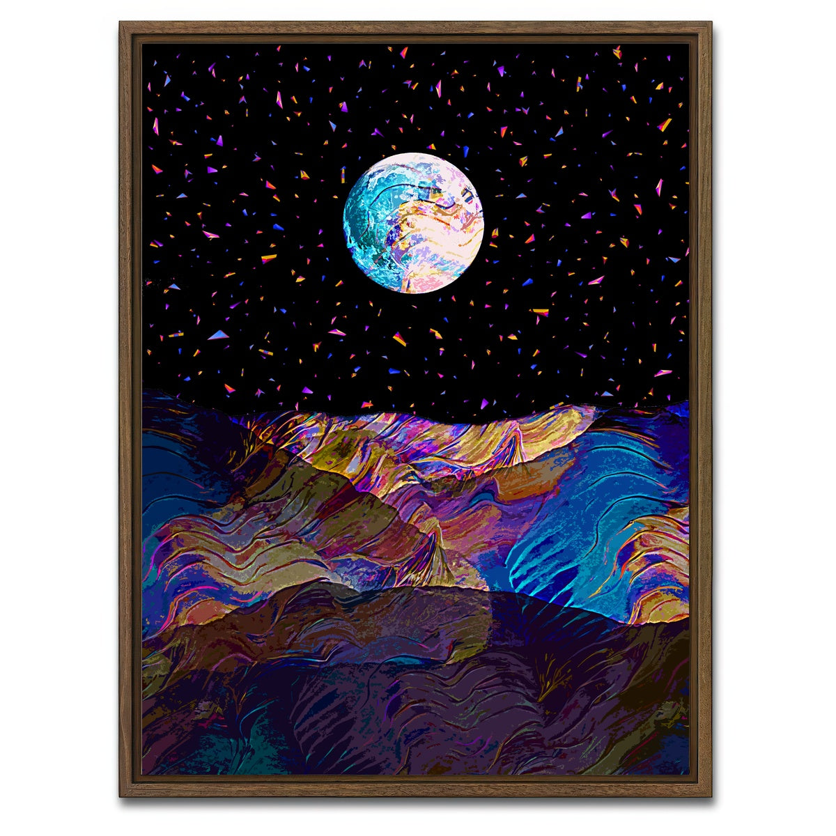 AUTO-MOCKUP WHITE | Moonscape 5 | 1 Piece | Walnut Framed Canvas | group=3x4