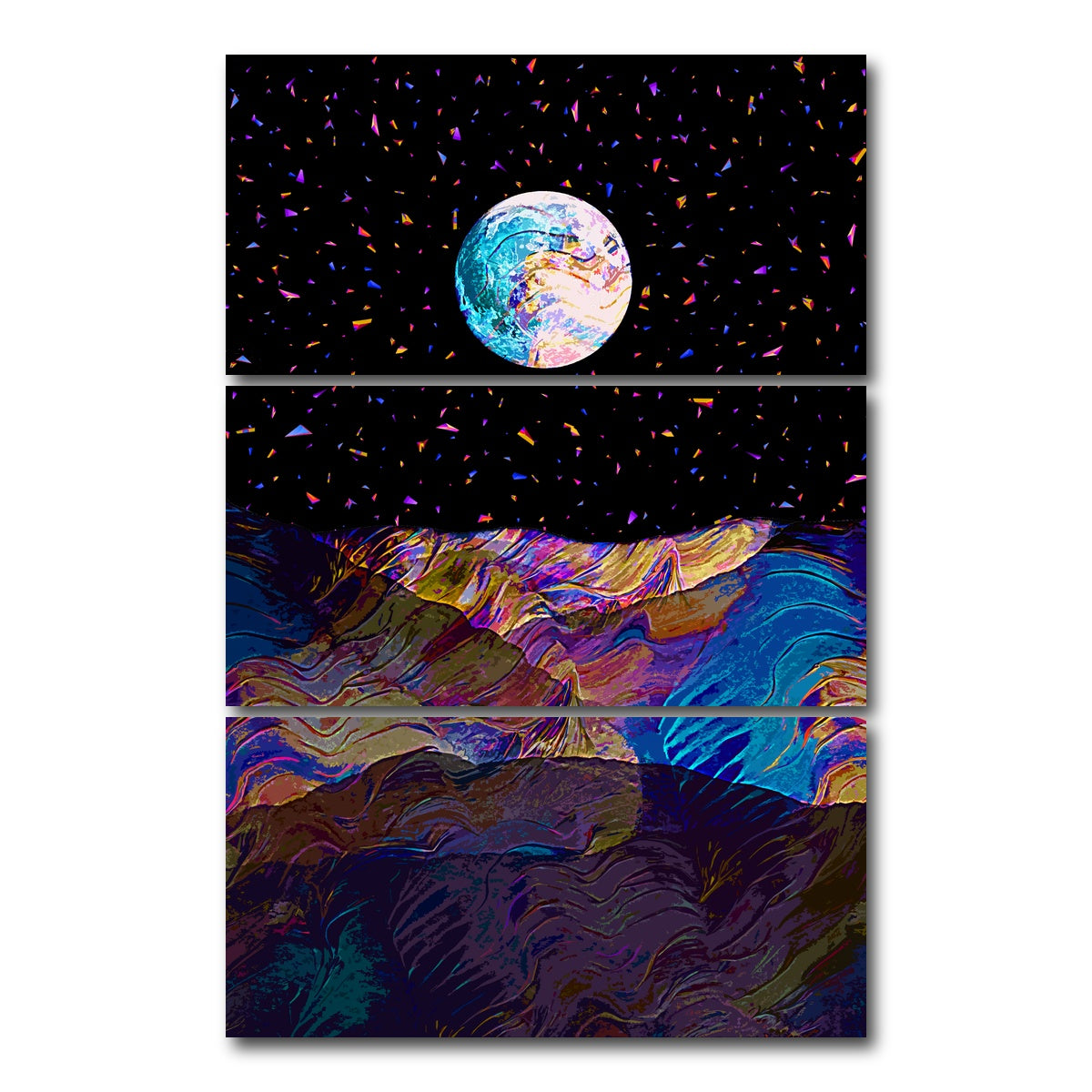 AUTO-MOCKUP WHITE | Moonscape 5 | 3 Piece | Gallery Wrap Canvas | group=12x24_stacked