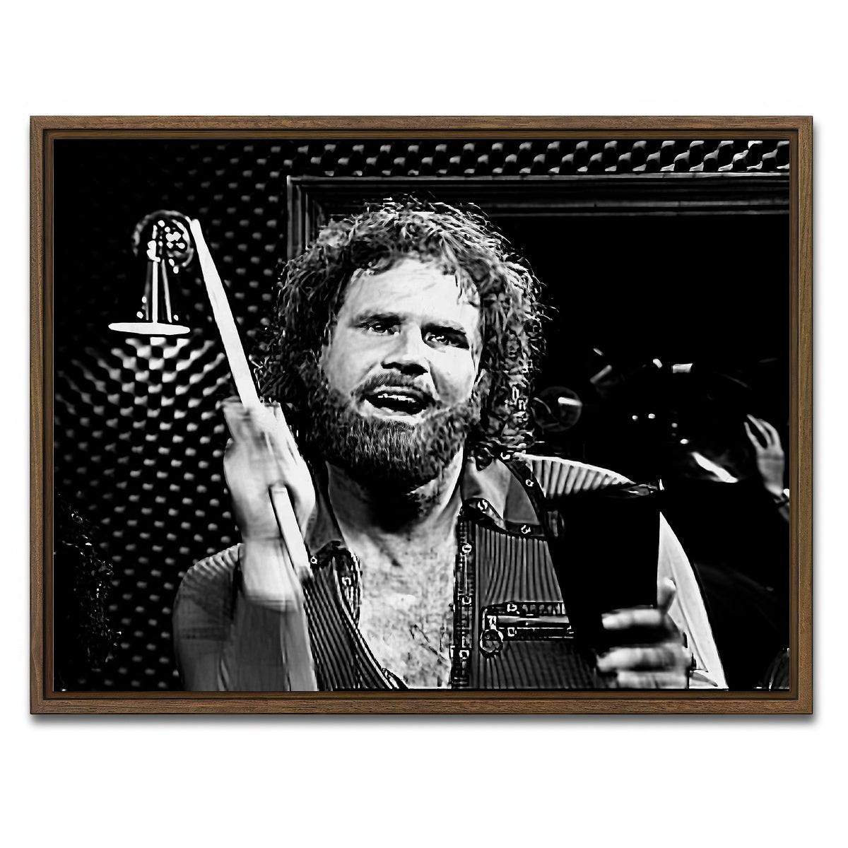 AUTO-MOCKUP WHITE | More Cowbell Grayscale | 1 Piece | Walnut Framed Canvas | group=4x3