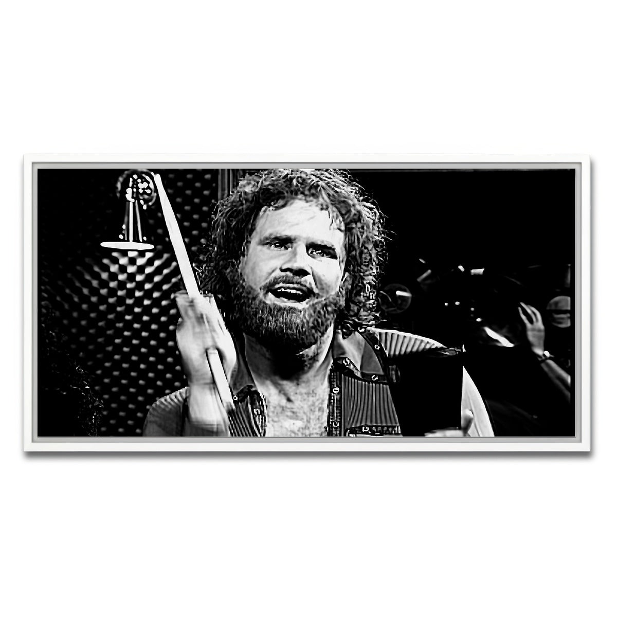 AUTO-MOCKUP WHITE | More Cowbell Grayscale | 1 Piece | White Framed Canvas | group=2x1