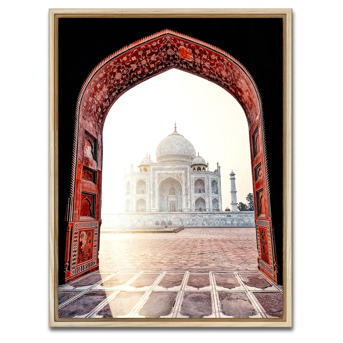 AUTO-MOCKUP WHITE | Morning Light Taj Mahal | 1 Piece | Natural Framed Canvas | group=3x4