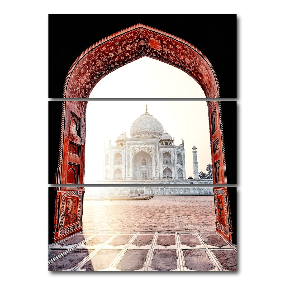 AUTO-MOCKUP WHITE | Morning Light Taj Mahal | 3 Piece | Gallery Wrap Canvas | group=8x18_stacked