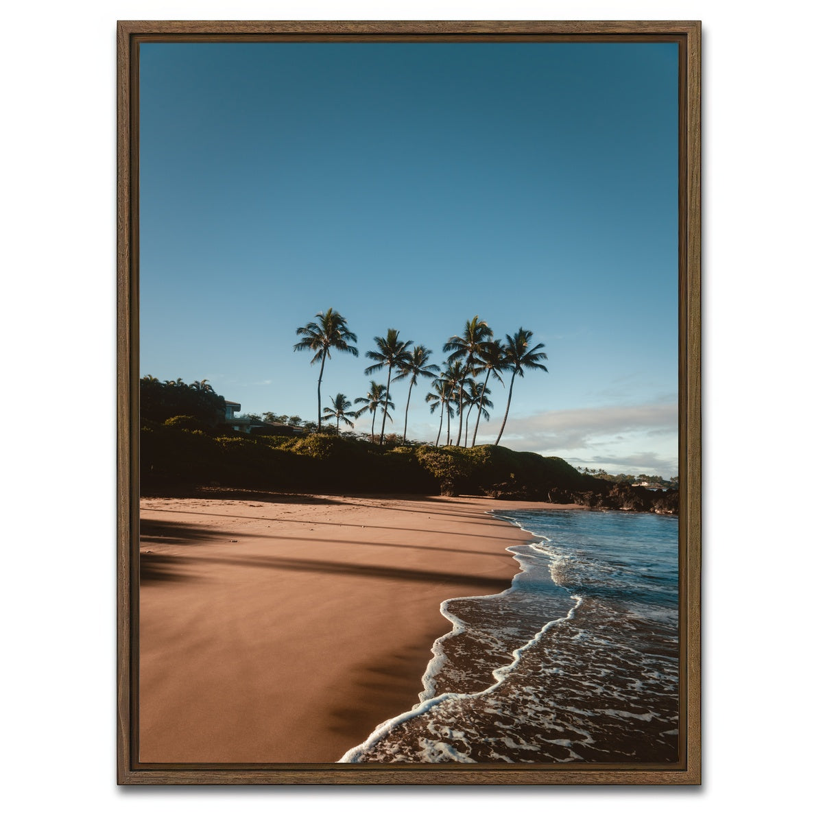 AUTO-MOCKUP WHITE | Morning Walk on the Beach | 1 Piece | Walnut Framed Canvas | group=3x4