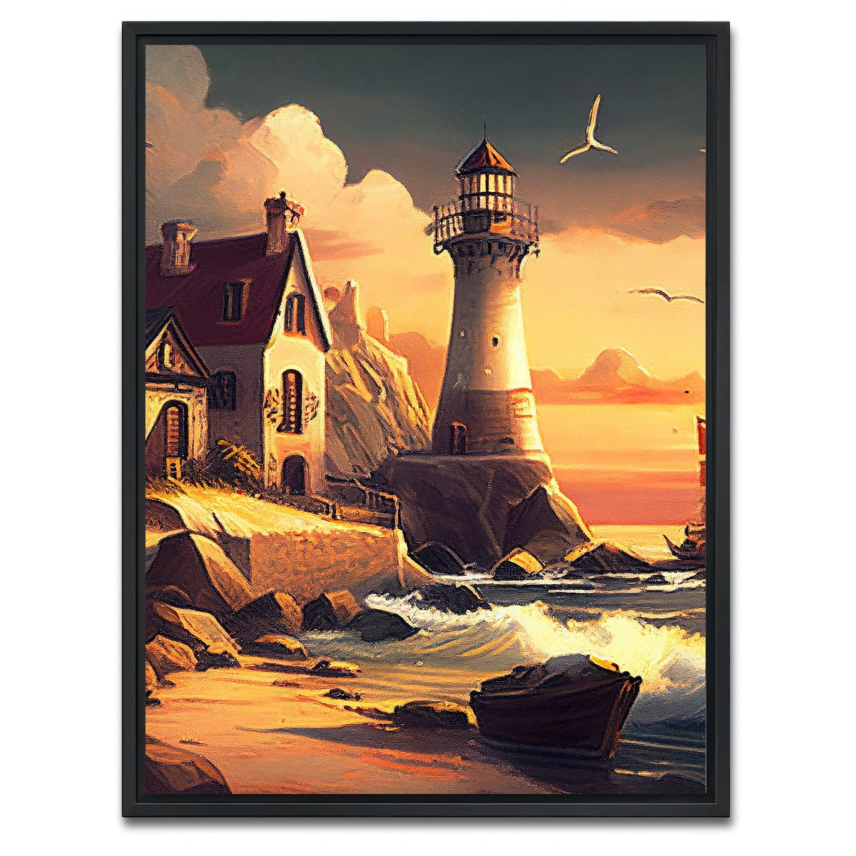 AUTO-MOCKUP WHITE | Morning by the Lighthouse | 1 Piece | Black Framed Canvas | group=3x4