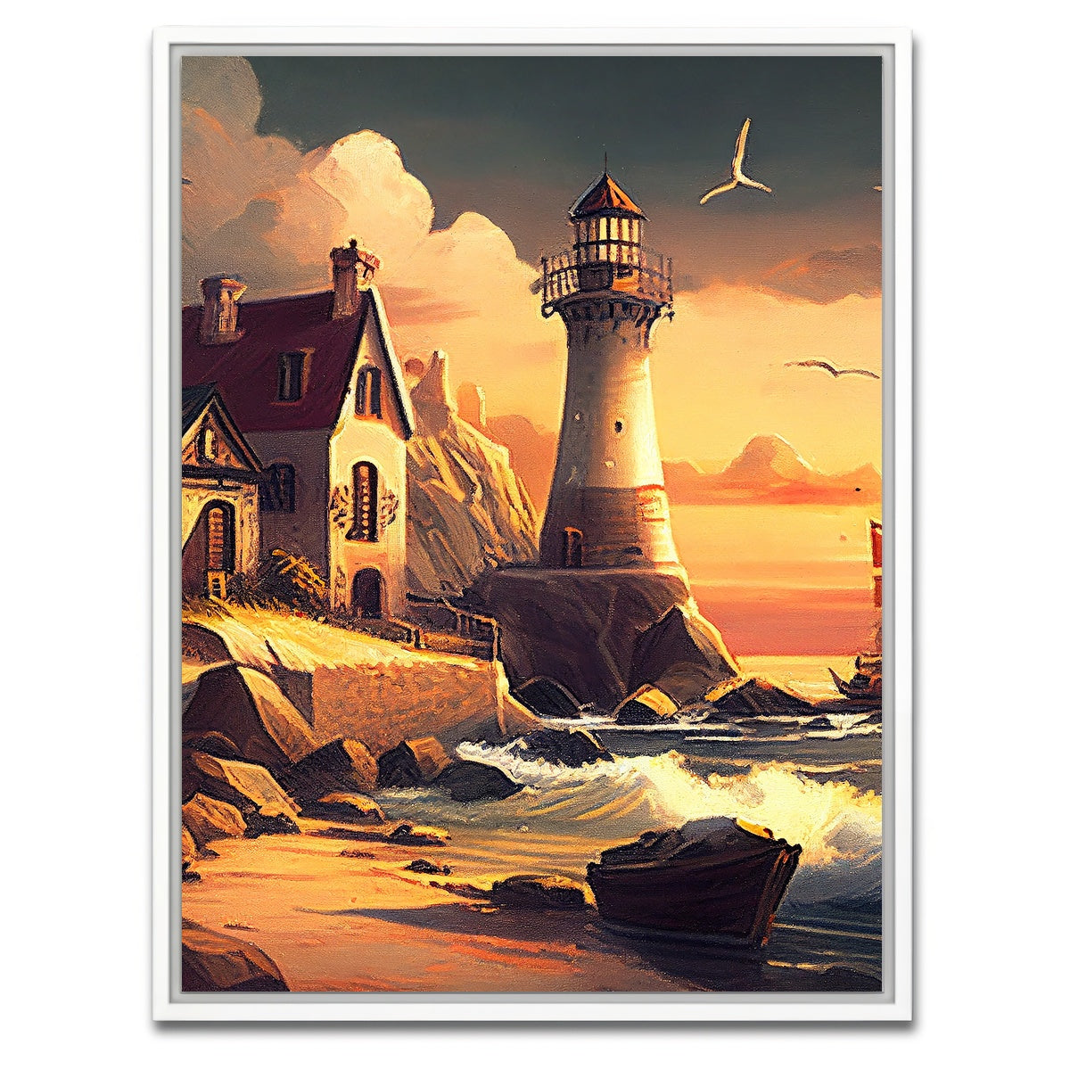 AUTO-MOCKUP WHITE | Morning by the Lighthouse | 1 Piece | White Framed Canvas | group=3x4