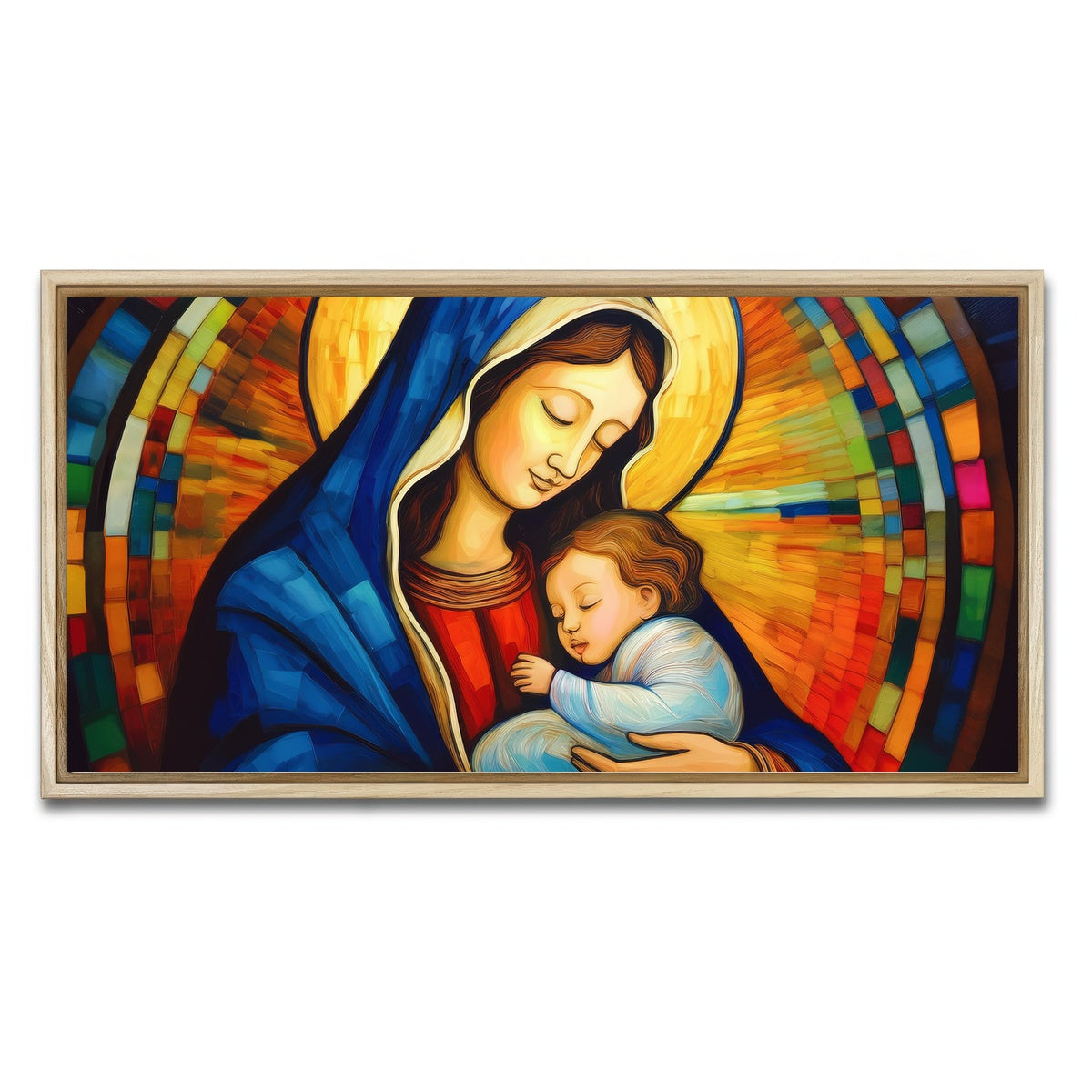 AUTO-MOCKUP WHITE | Mother God Mary | 1 Piece | Natural Framed Canvas | group=2x1