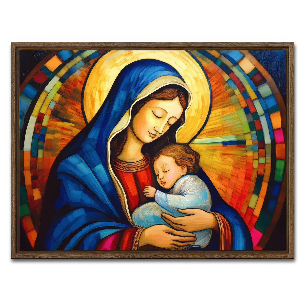 AUTO-MOCKUP WHITE | Mother God Mary | 1 Piece | Walnut Framed Canvas | group=4x3