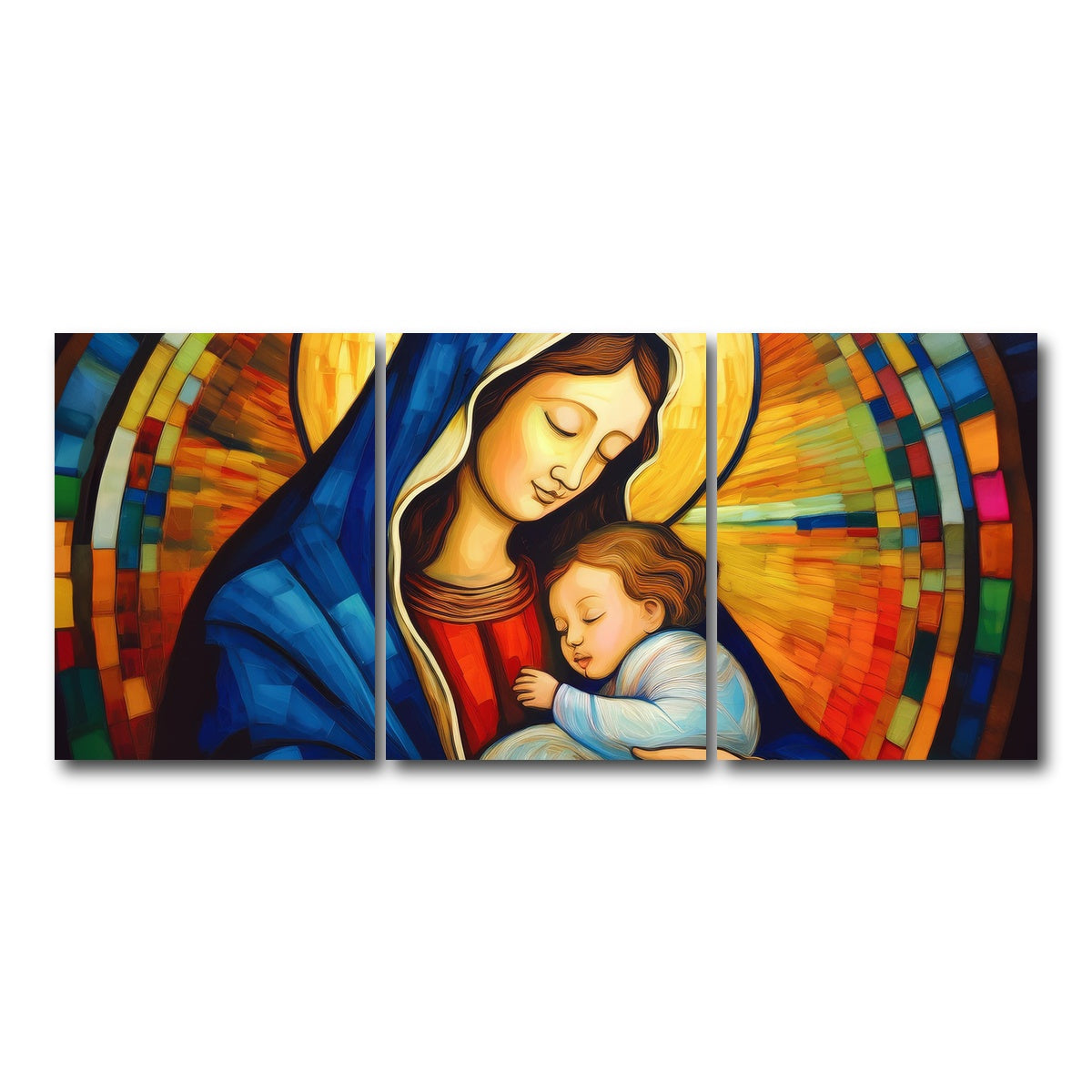 AUTO-MOCKUP WHITE | Mother God Mary | 3 Piece | Gallery Wrap Canvas | group=18x24