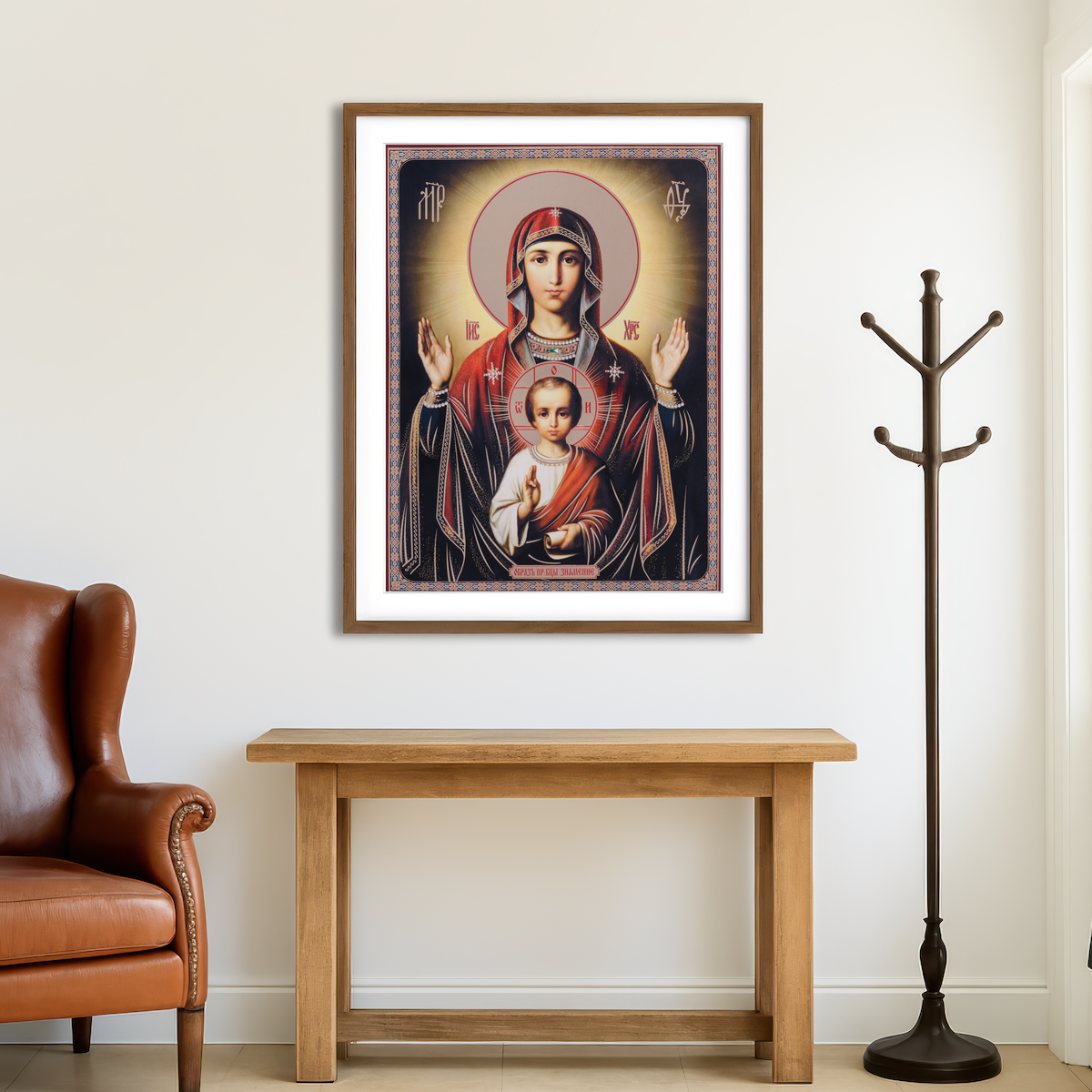 AUTO-MOCKUP ROOM | Mother Mary with Little Jesus Wall Art