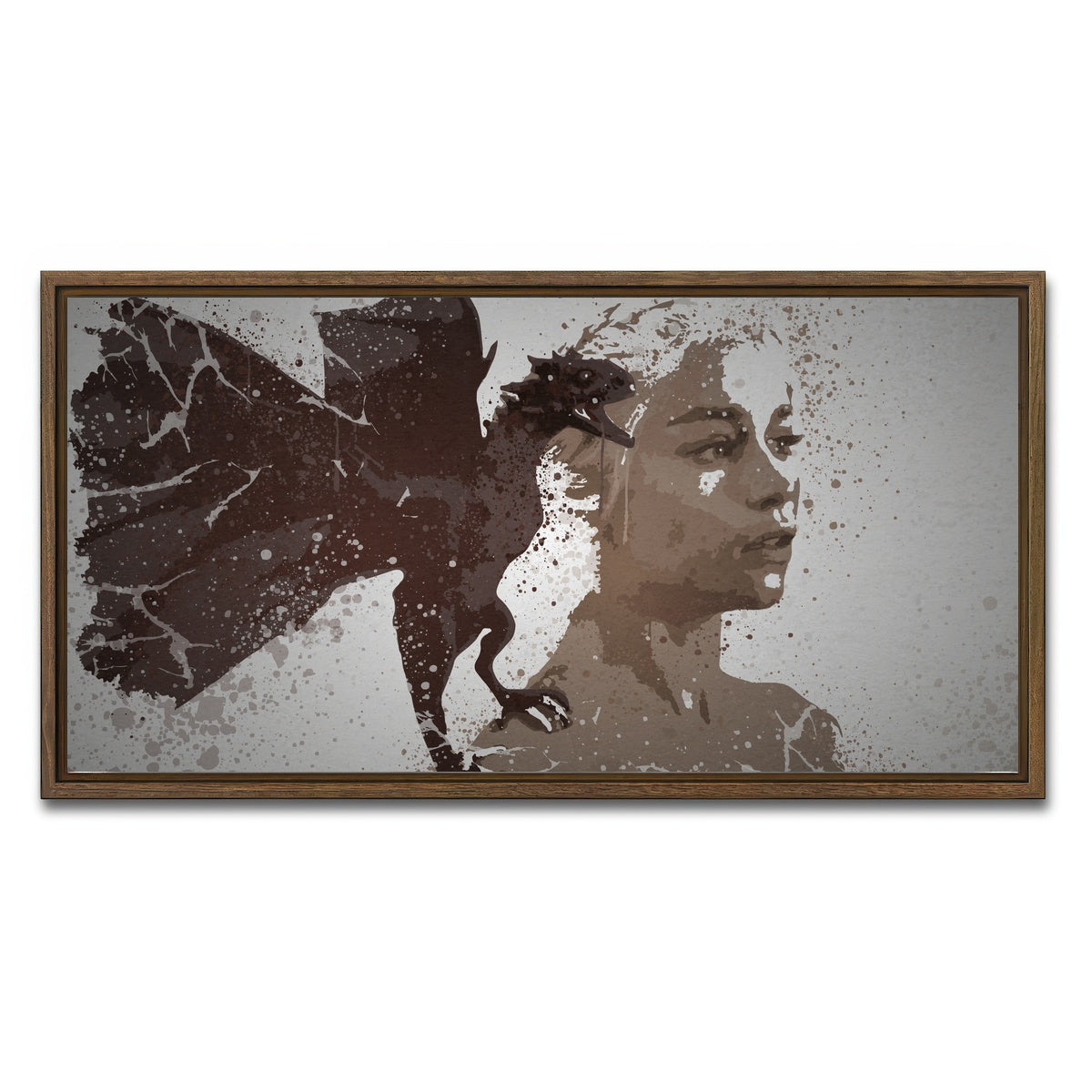 AUTO-MOCKUP WHITE | Mother of Dragons Splatter | 1 Piece | Walnut Framed Canvas | group=2x1
