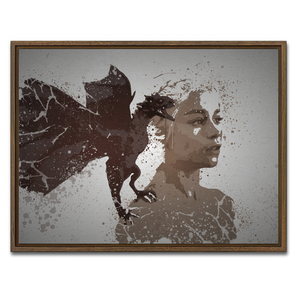 AUTO-MOCKUP WHITE | Mother of Dragons Splatter | 1 Piece | Walnut Framed Canvas | group=4x3