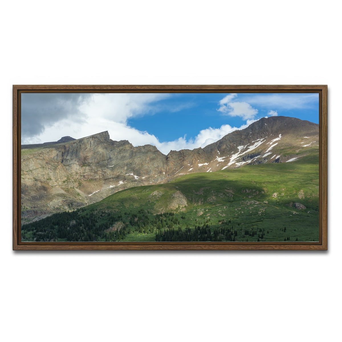 AUTO-MOCKUP WHITE | Mount Bierstadt and The Sawtooth | 1 Piece | Walnut Framed Canvas | group=2x1