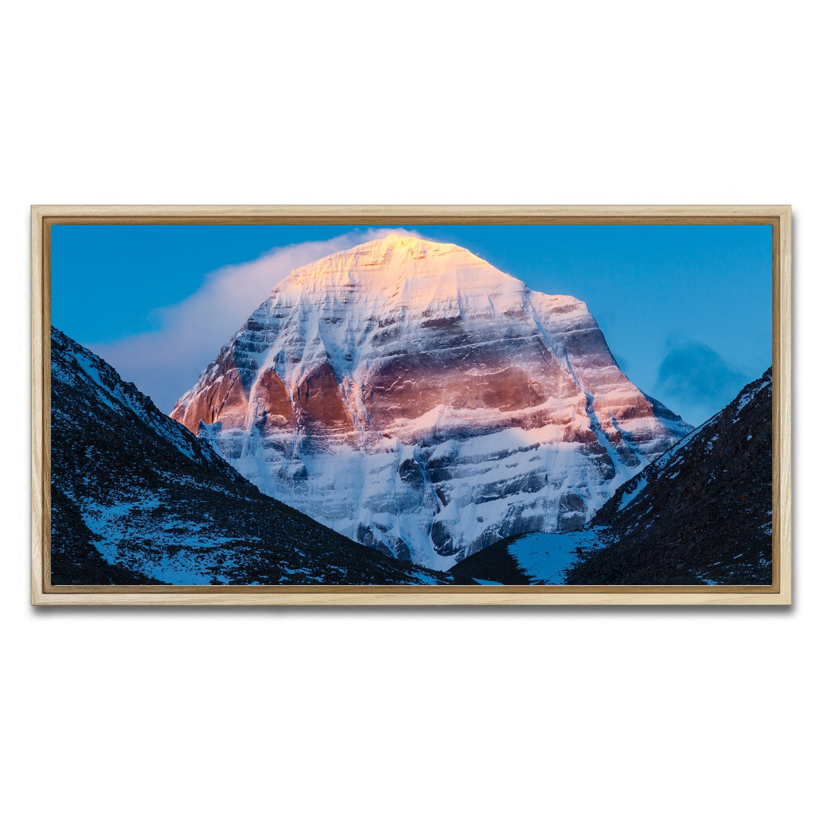 AUTO-MOCKUP WHITE | Mount Kailash - Tibet | 1 Piece | Natural Framed Canvas | group=2x1