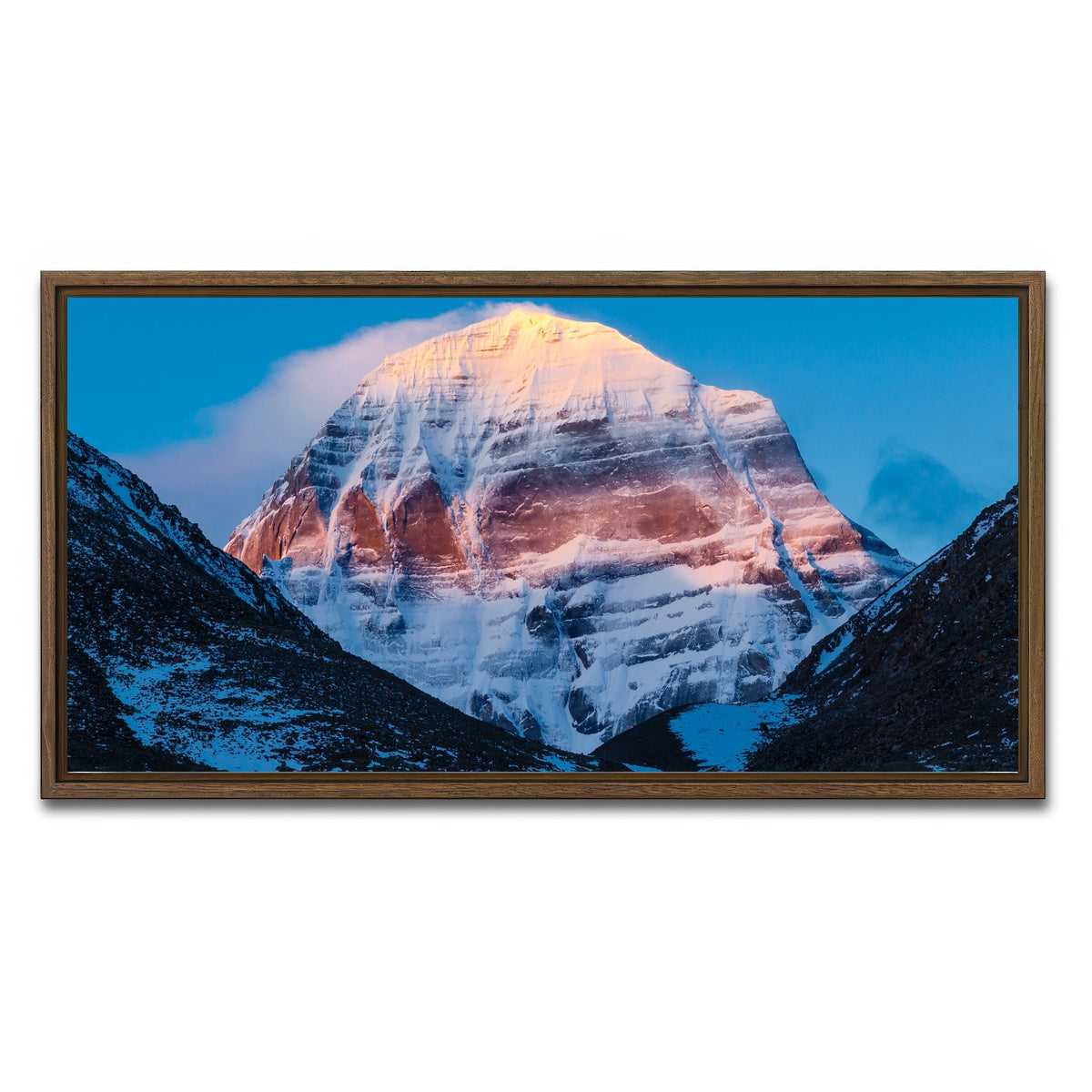 AUTO-MOCKUP WHITE | Mount Kailash - Tibet | 1 Piece | Walnut Framed Canvas | group=2x1