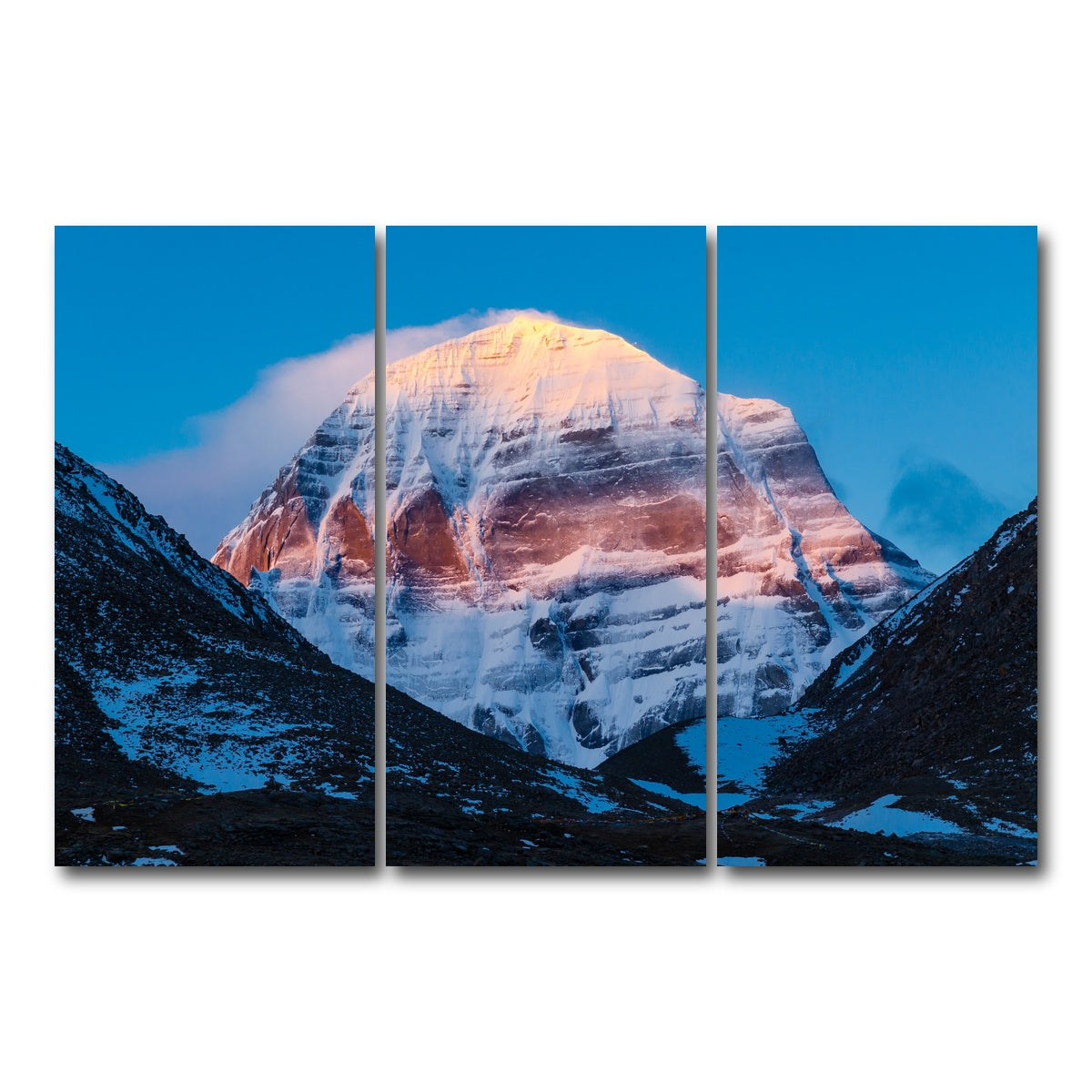 AUTO-MOCKUP WHITE | Mount Kailash - Tibet | 3 Piece | Gallery Wrap Canvas | group=12x24