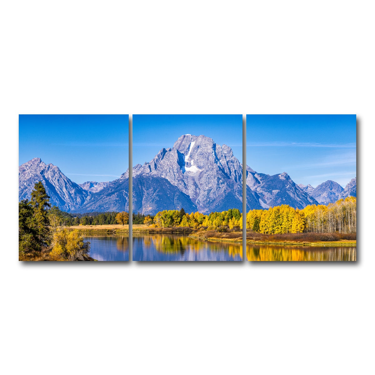 AUTO-MOCKUP WHITE | Mount Moran and Reflections | 3 Piece | Gallery Wrap Canvas | group=18x24