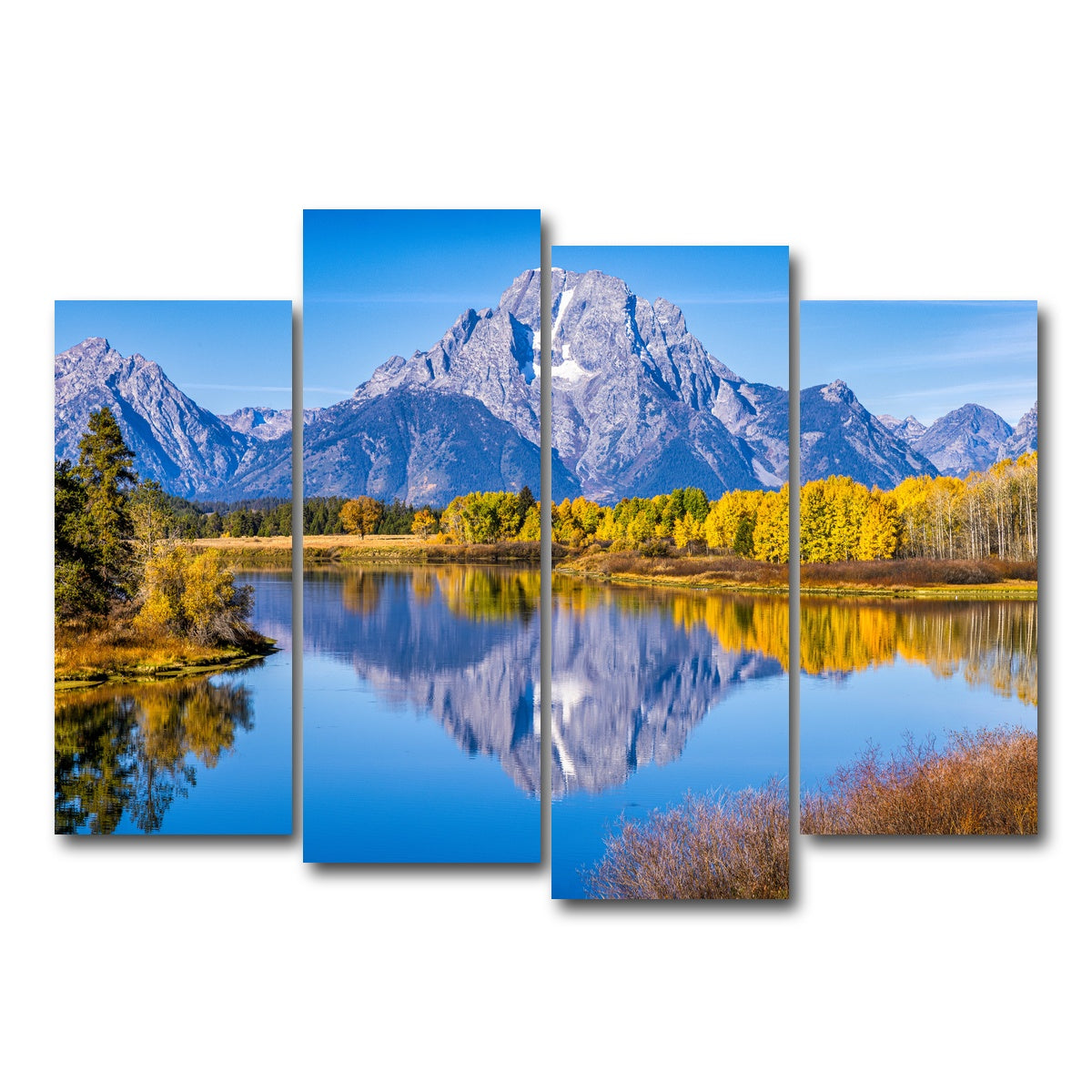 AUTO-MOCKUP WHITE | Mount Moran and Reflections | 4 Piece | Gallery Wrap Canvas | group=4_normal