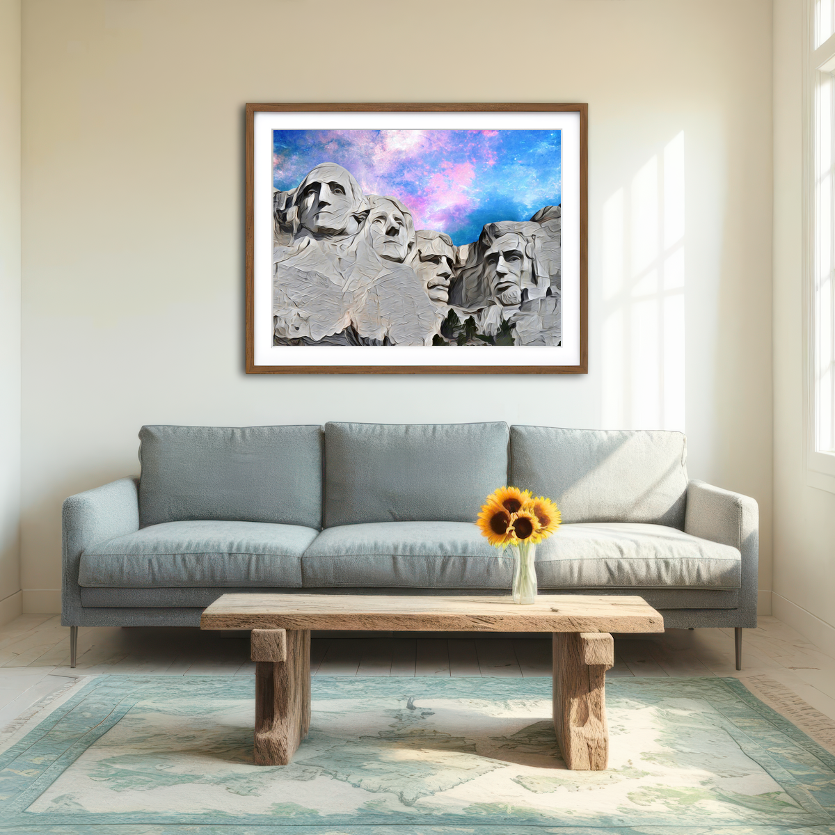 AUTO-MOCKUP ROOM | Mount Rushmore Abstract Wall Art