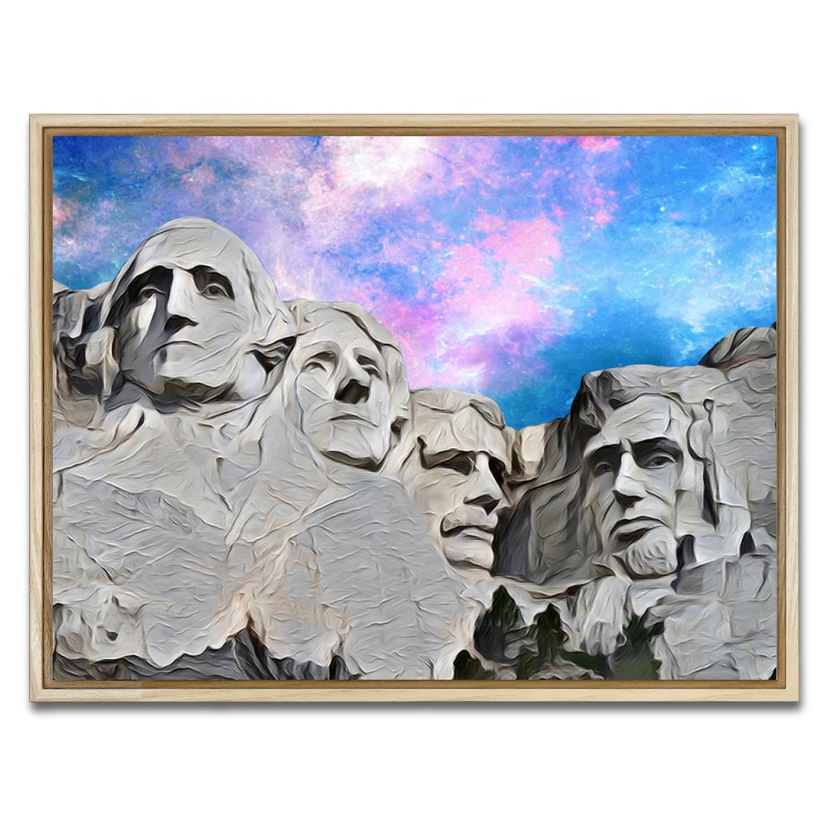 AUTO-MOCKUP WHITE | Mount Rushmore Abstract | 1 Piece | Natural Framed Canvas | group=4x3
