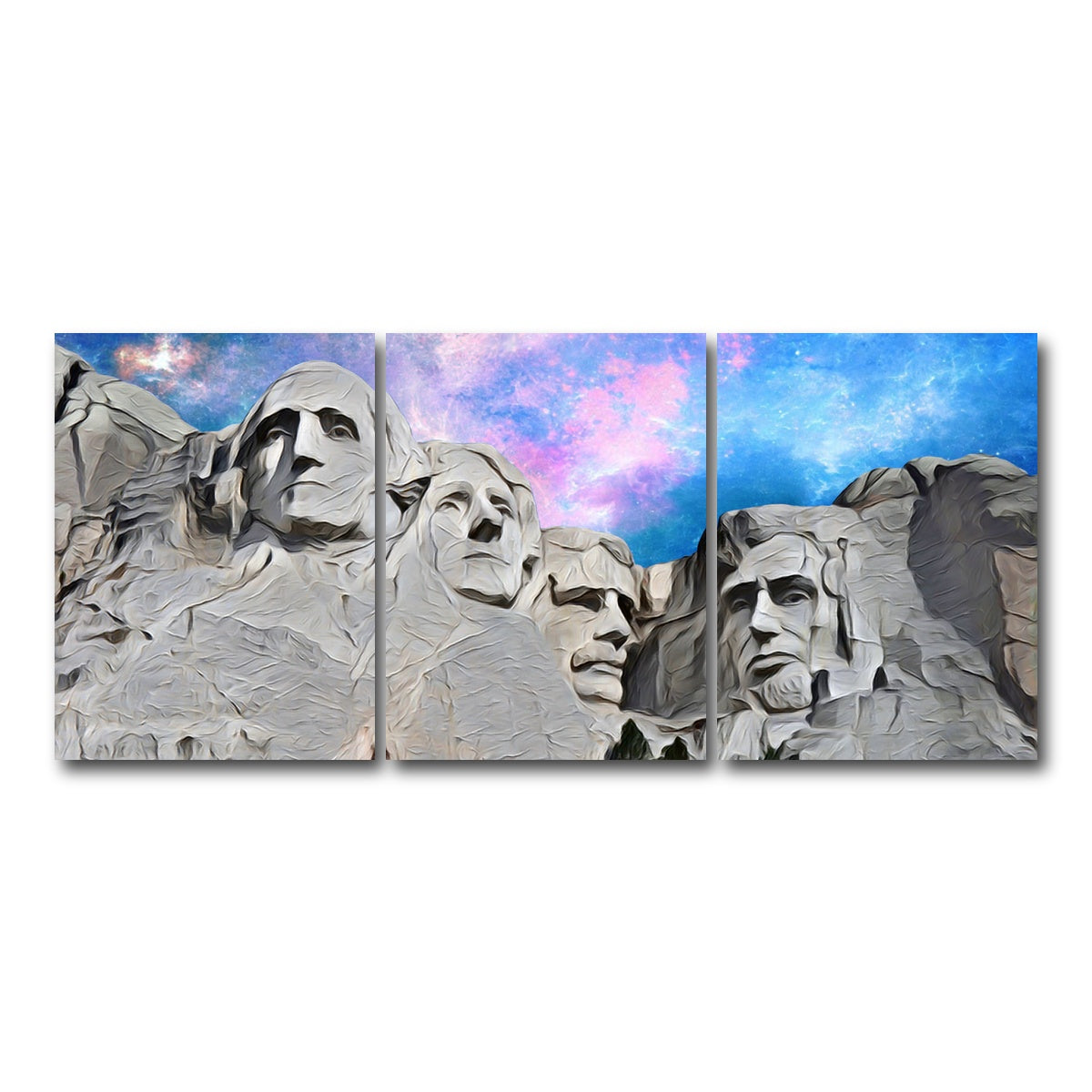 AUTO-MOCKUP WHITE | Mount Rushmore Abstract | 3 Piece | Gallery Wrap Canvas | group=18x24