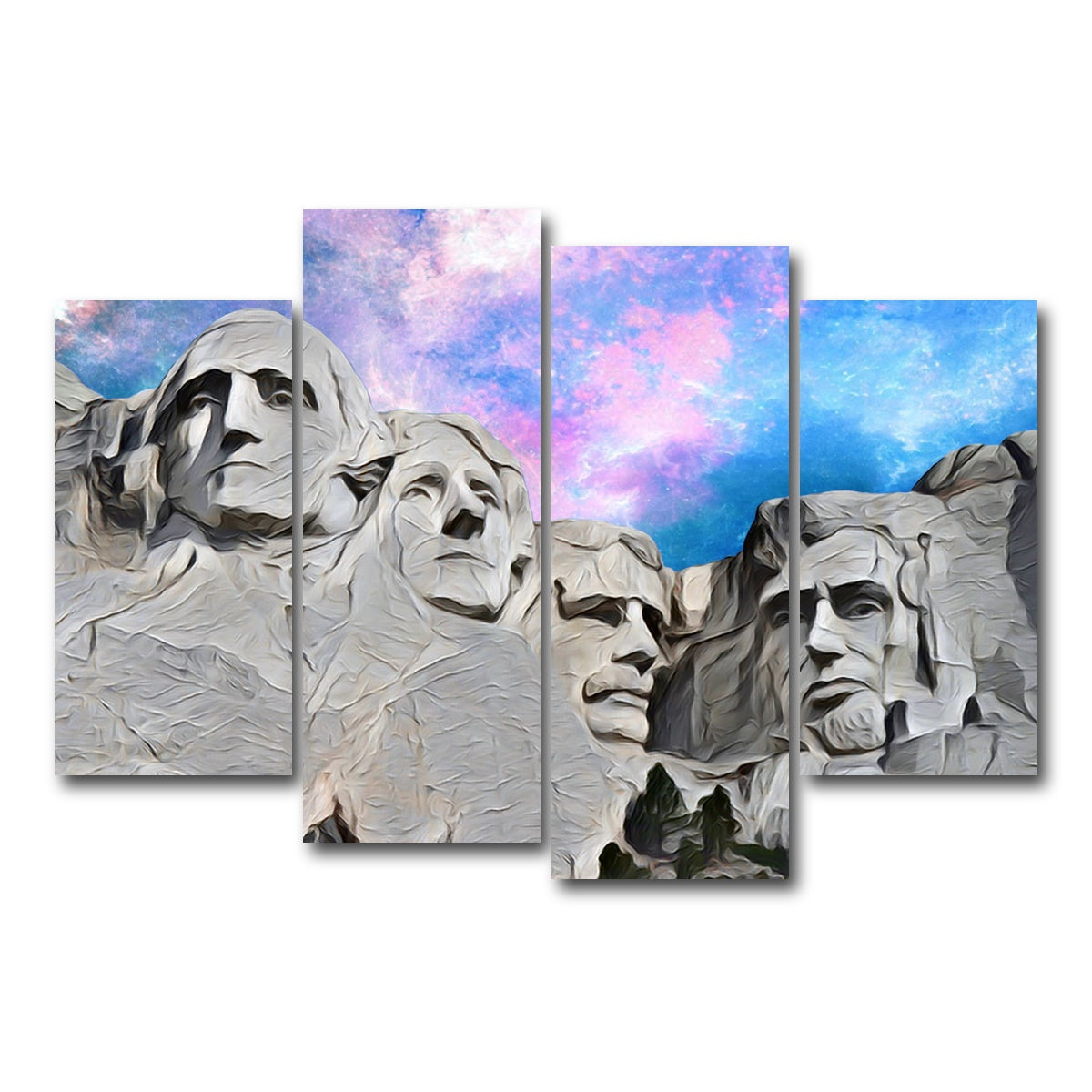 AUTO-MOCKUP WHITE | Mount Rushmore Abstract | 4 Piece | Gallery Wrap Canvas | group=4_short