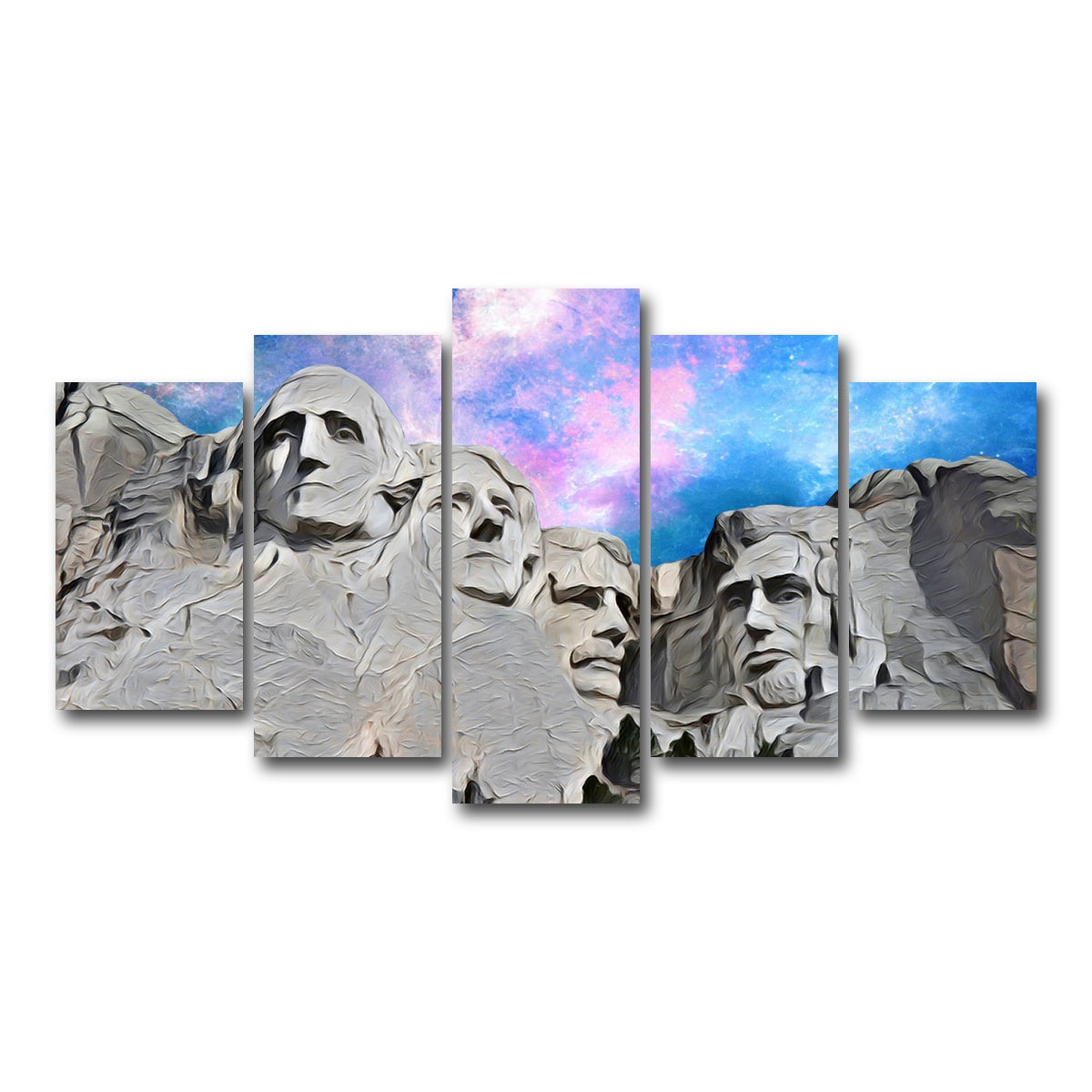 AUTO-MOCKUP WHITE | Mount Rushmore Abstract | 5 Piece | Gallery Wrap Canvas | group=5_normal
