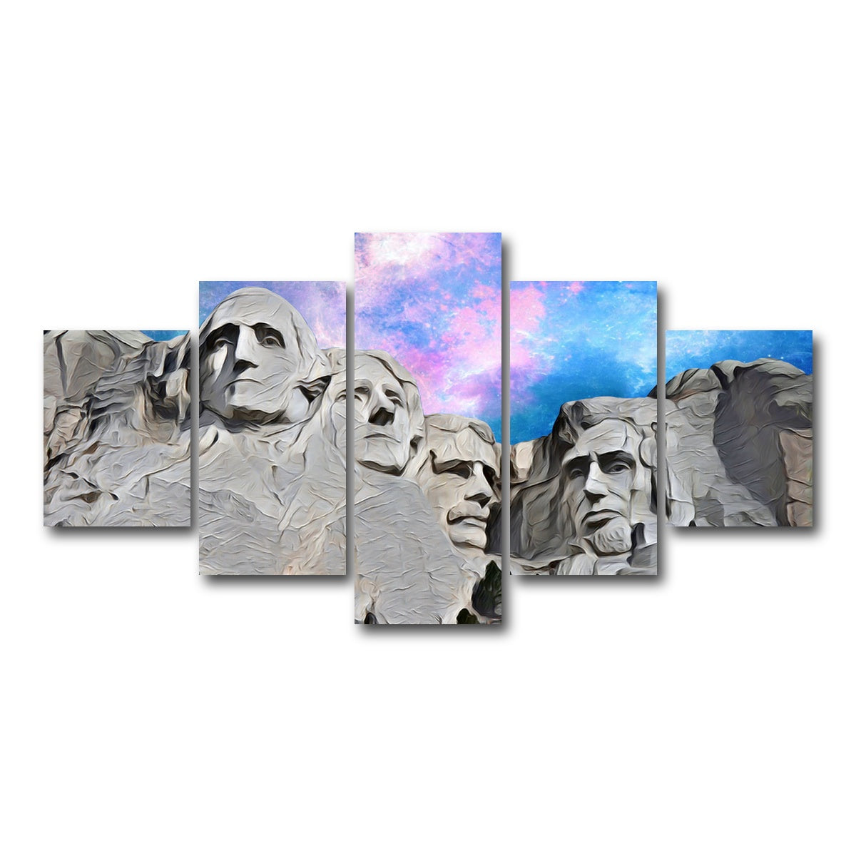 AUTO-MOCKUP WHITE | Mount Rushmore Abstract | 5 Piece | Gallery Wrap Canvas | group=5_short