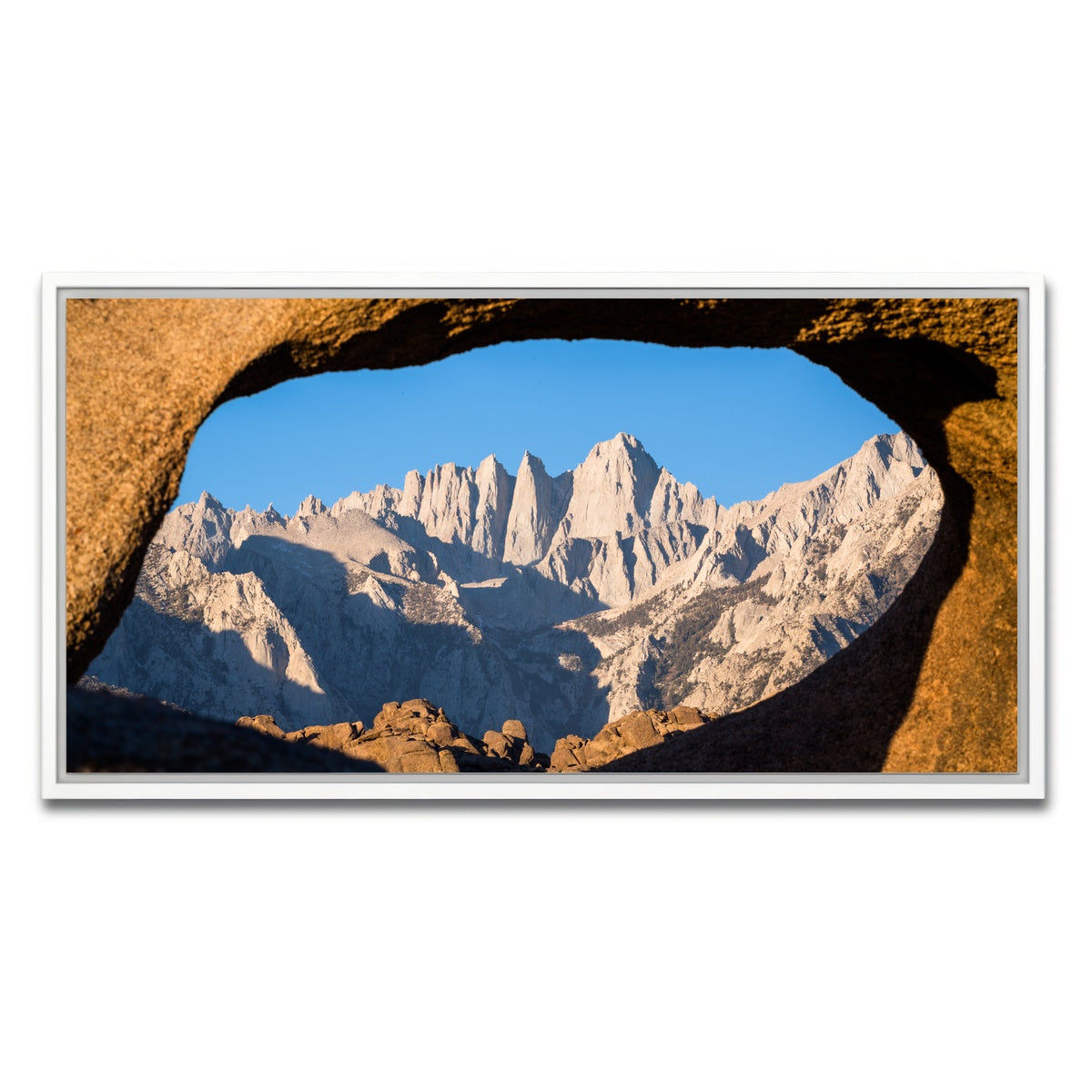 AUTO-MOCKUP WHITE | Mount Whitney through Sandstone Archway | 1 Piece | White Framed Canvas | group=2x1