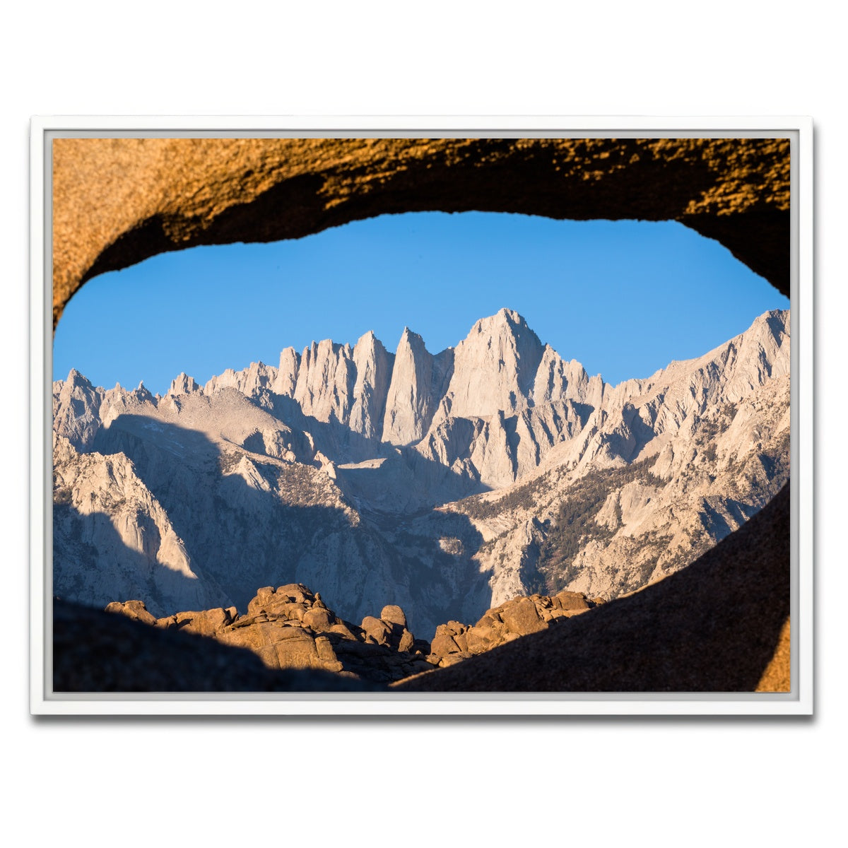 AUTO-MOCKUP WHITE | Mount Whitney through Sandstone Archway | 1 Piece | White Framed Canvas | group=4x3