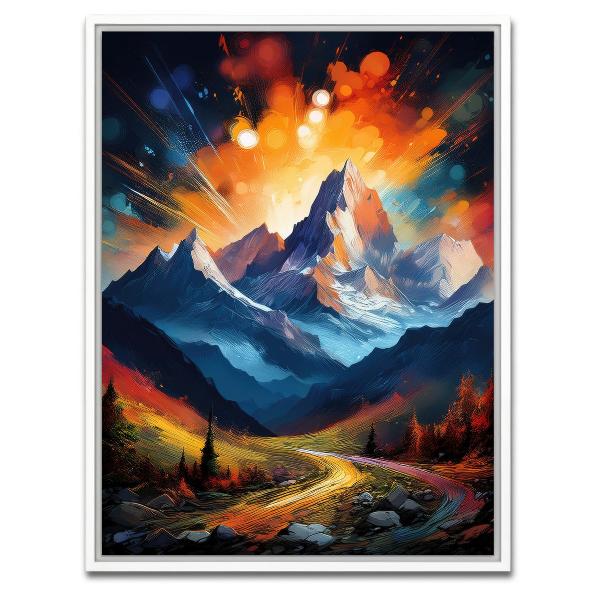 AUTO-MOCKUP WHITE | Mountain Colored Oil Paint | 1 Piece | White Framed Canvas | group=3x4