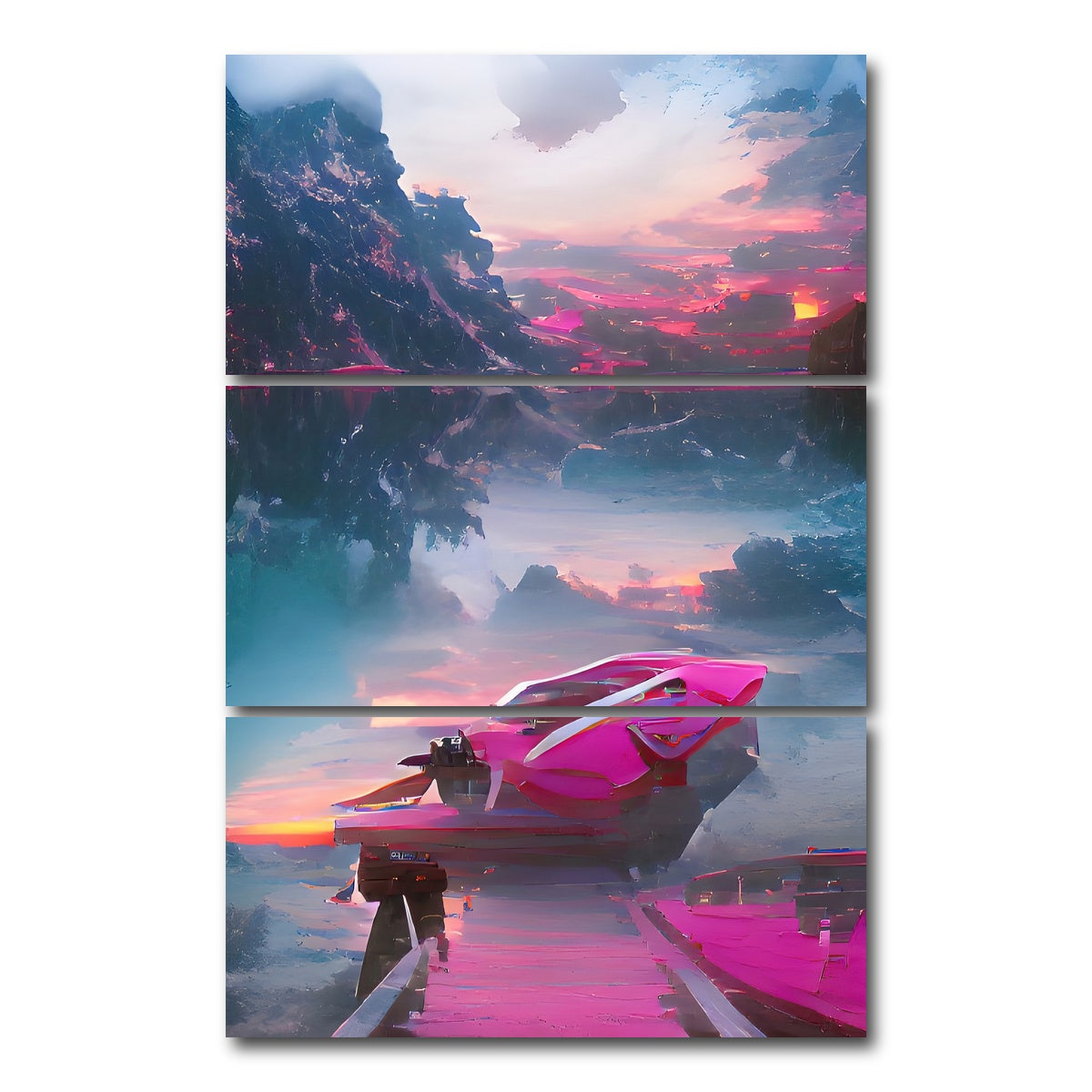 AUTO-MOCKUP WHITE | Mountain Lake | 3 Piece | Gallery Wrap Canvas | group=12x24_stacked