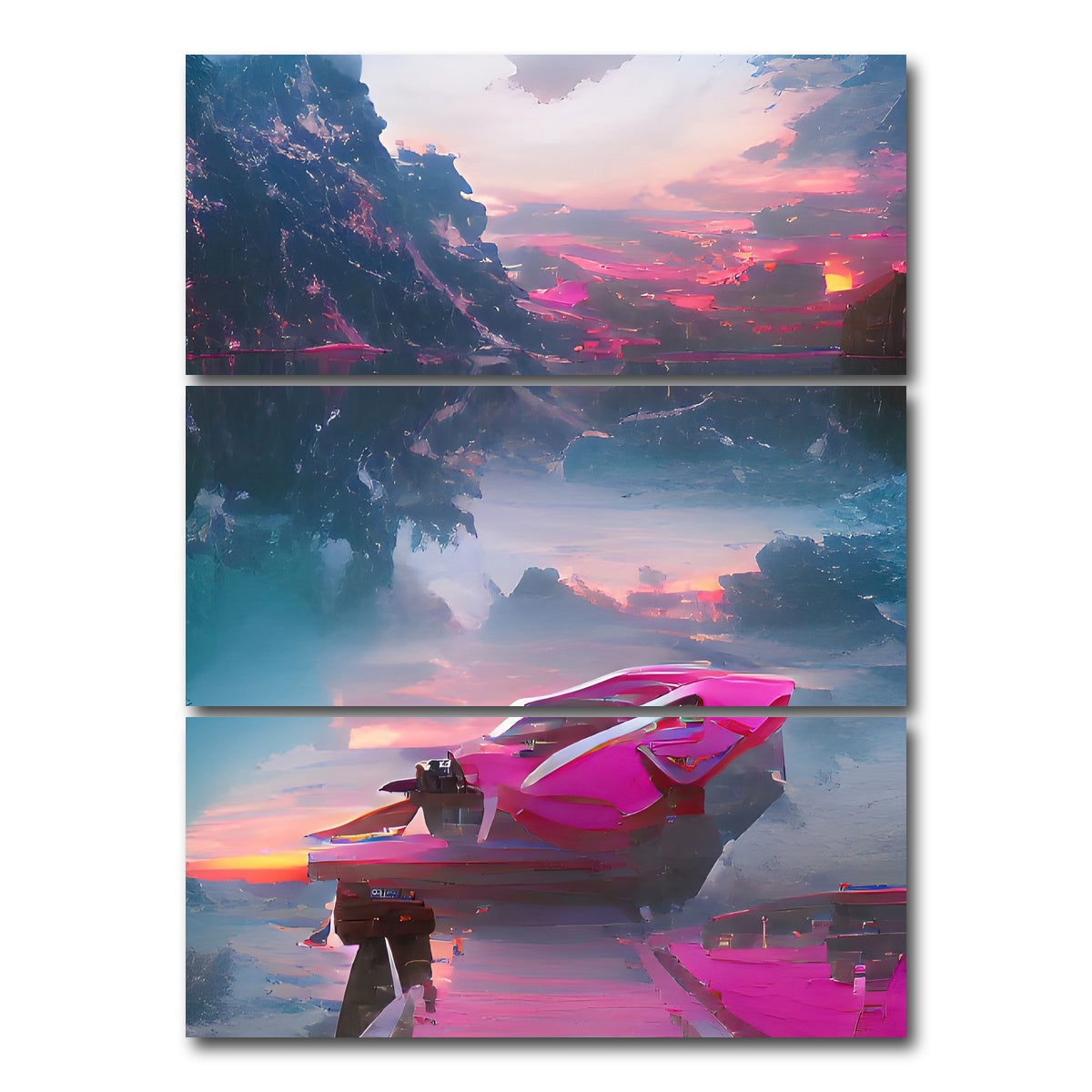 AUTO-MOCKUP WHITE | Mountain Lake | 3 Piece | Gallery Wrap Canvas | group=8x18_stacked