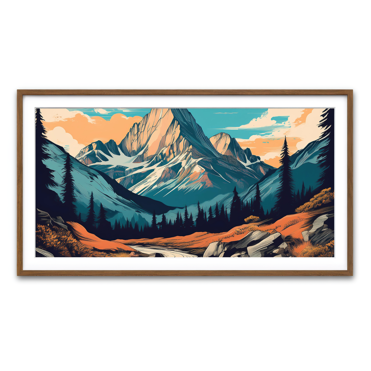 Framed Print 2x1 Walnut