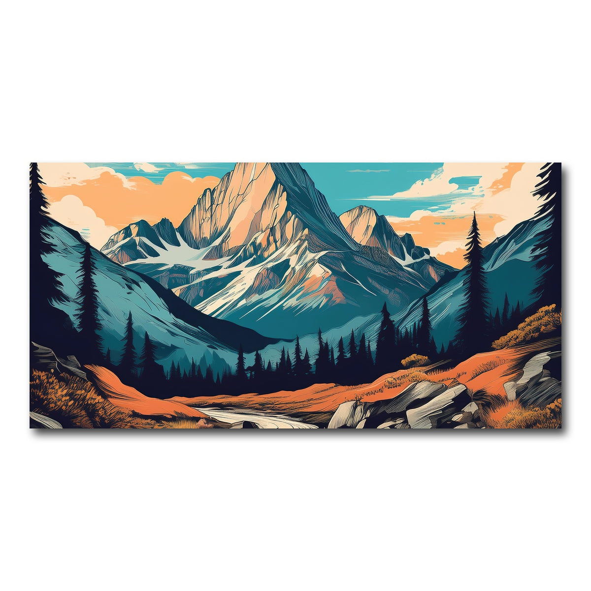 AUTO-MOCKUP WHITE | Mountain Landscape Poster | 1 Piece | Gallery Wrap Canvas | group=2x1