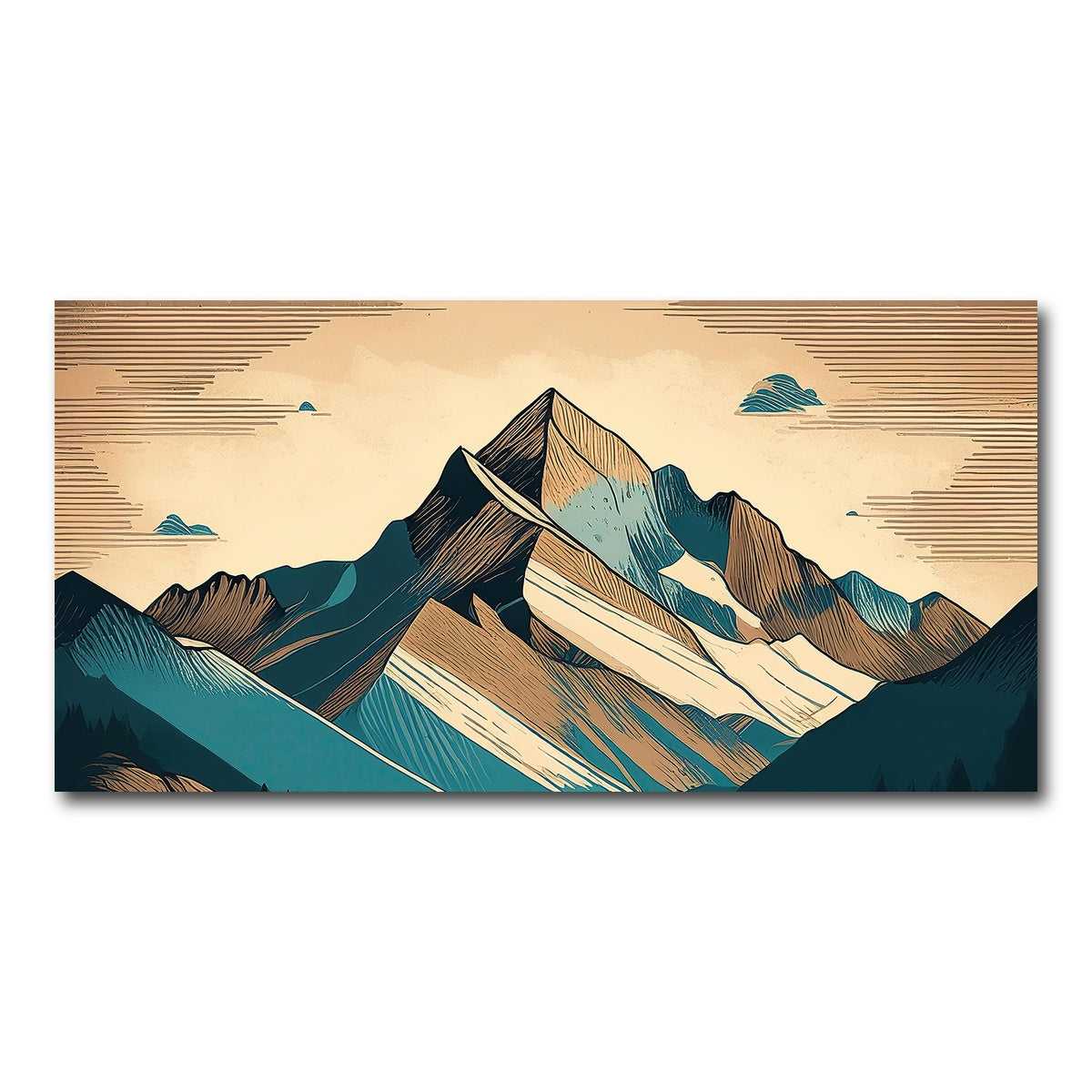 AUTO-MOCKUP WHITE | Mountain Vintage Poster | 1 Piece | Gallery Wrap Canvas | group=2x1