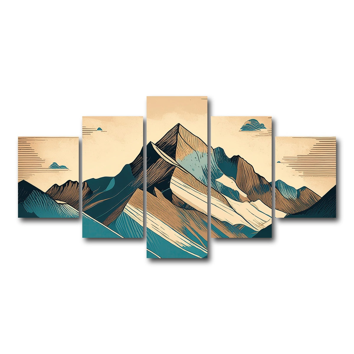 AUTO-MOCKUP WHITE | Mountain Vintage Poster | 5 Piece | Gallery Wrap Canvas | group=5_short