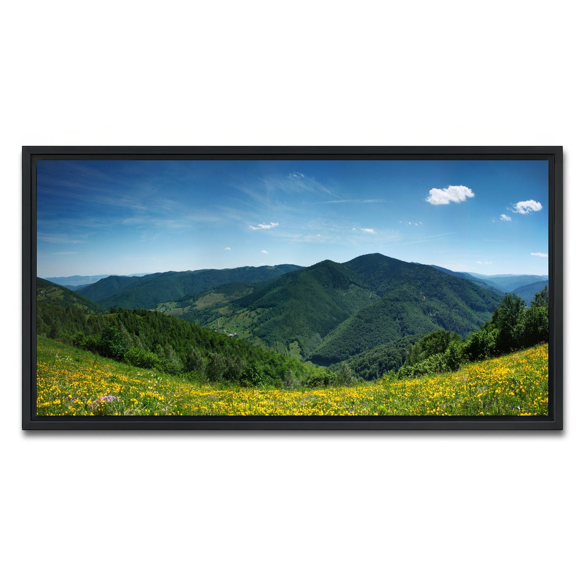 AUTO-MOCKUP WHITE | Mountain landscape panorama | 1 Piece | Black Framed Canvas | group=2x1