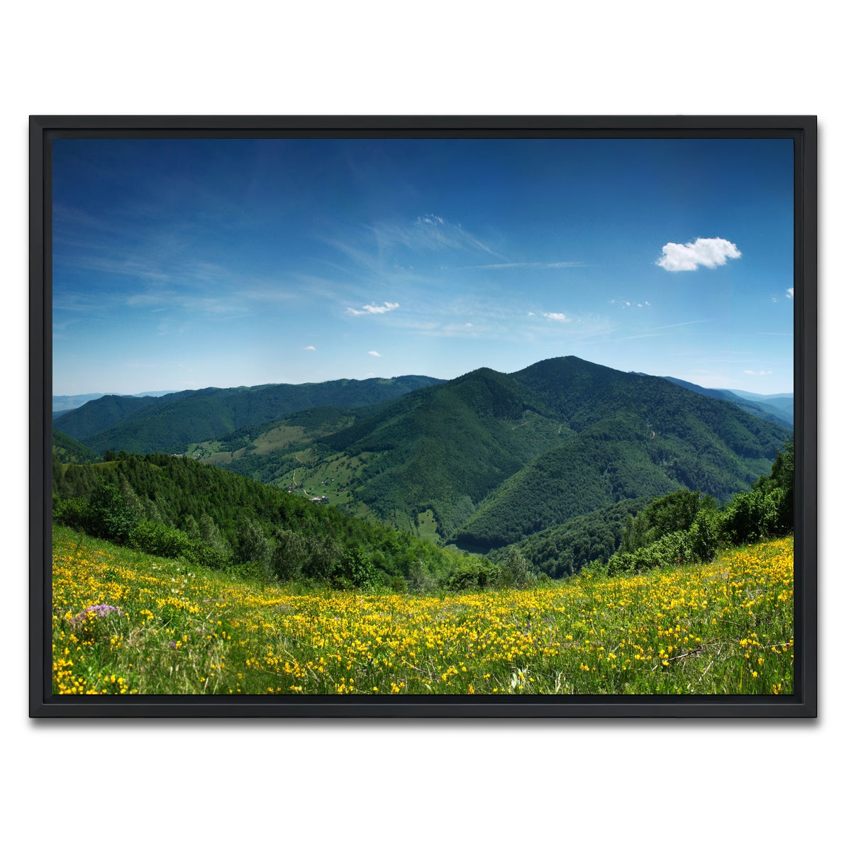 AUTO-MOCKUP WHITE | Mountain landscape panorama | 1 Piece | Black Framed Canvas | group=4x3