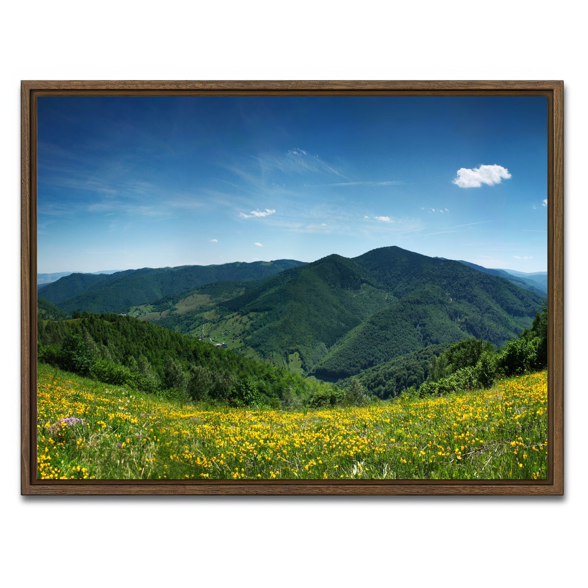 AUTO-MOCKUP WHITE | Mountain landscape panorama | 1 Piece | Walnut Framed Canvas | group=4x3