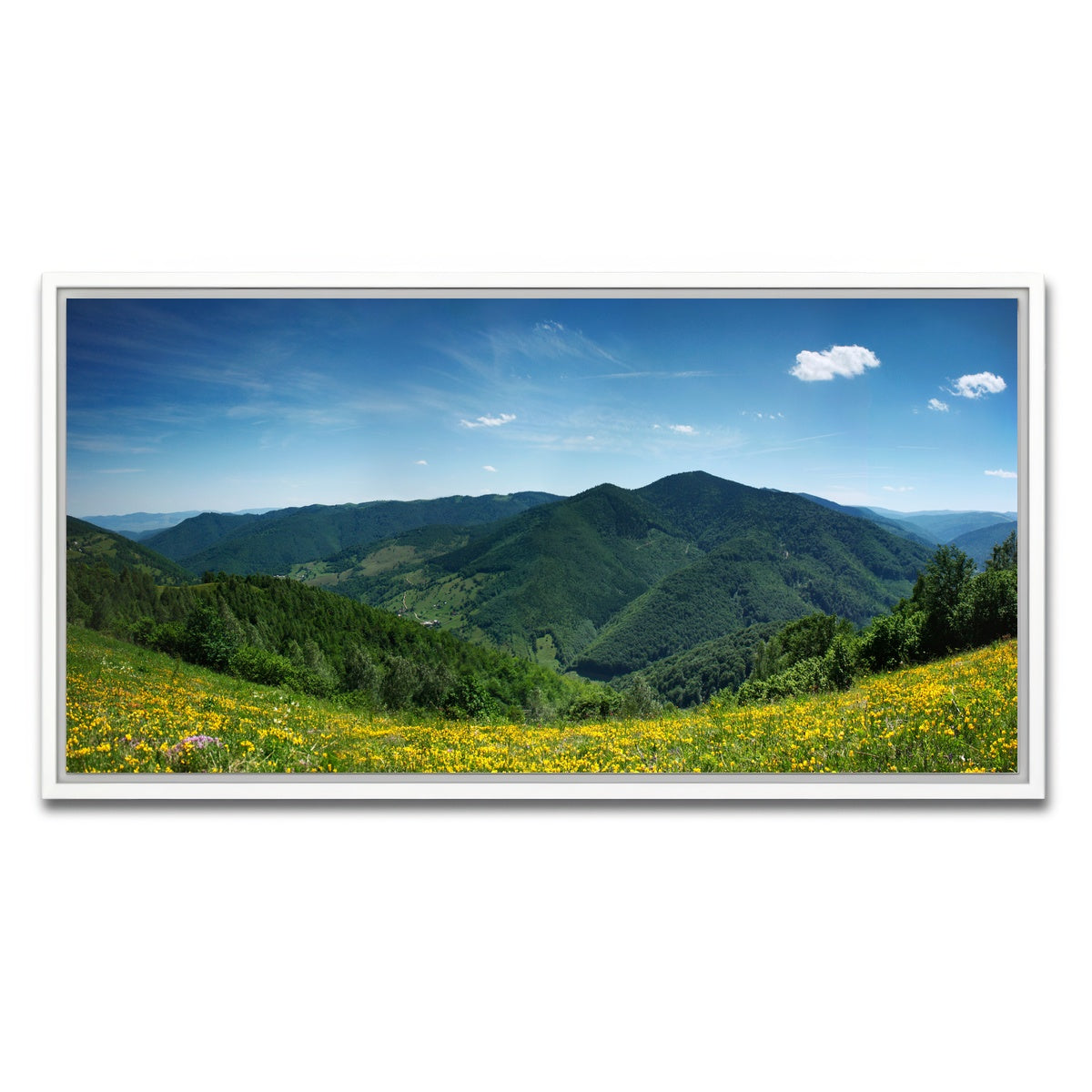 AUTO-MOCKUP WHITE | Mountain landscape panorama | 1 Piece | White Framed Canvas | group=2x1