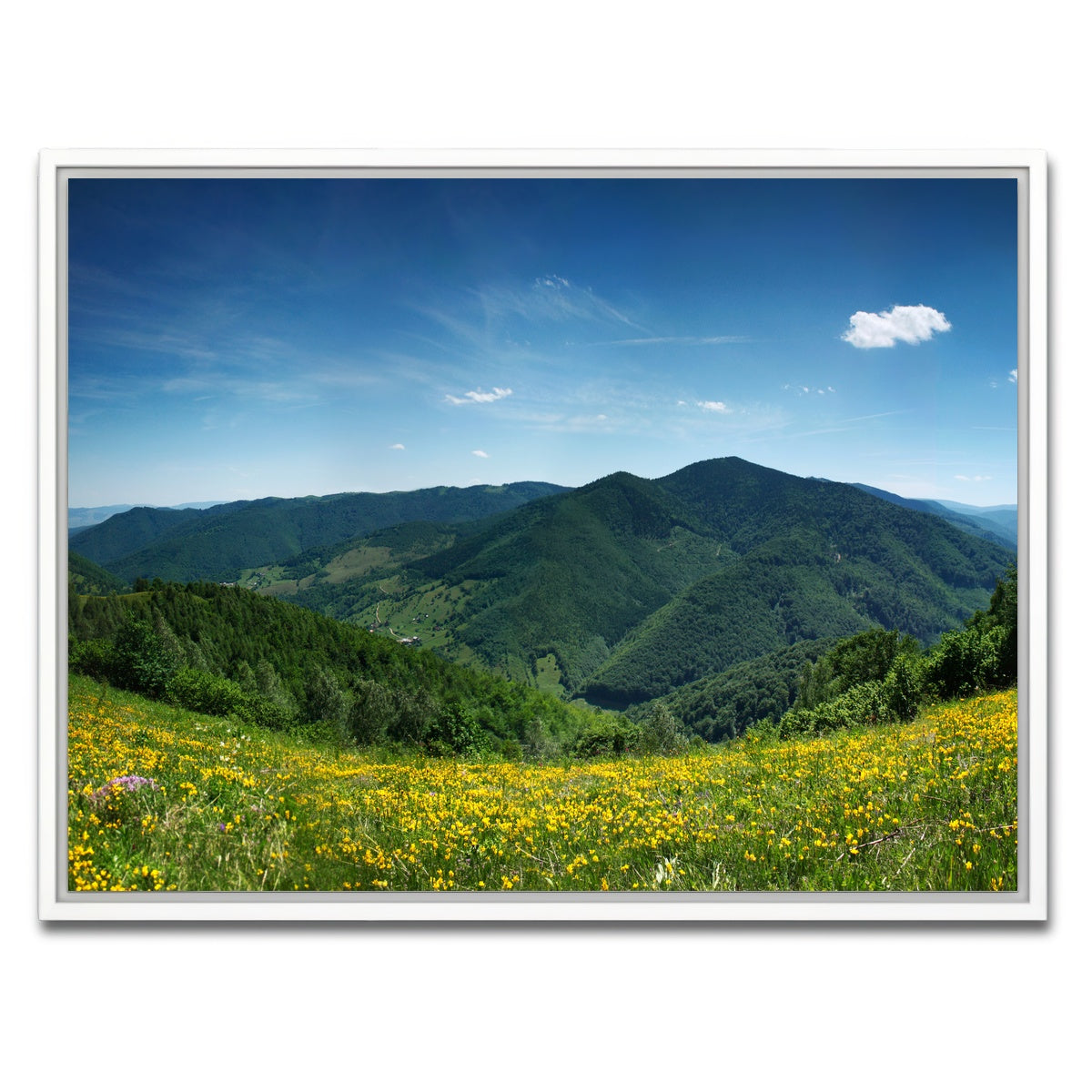 AUTO-MOCKUP WHITE | Mountain landscape panorama | 1 Piece | White Framed Canvas | group=4x3