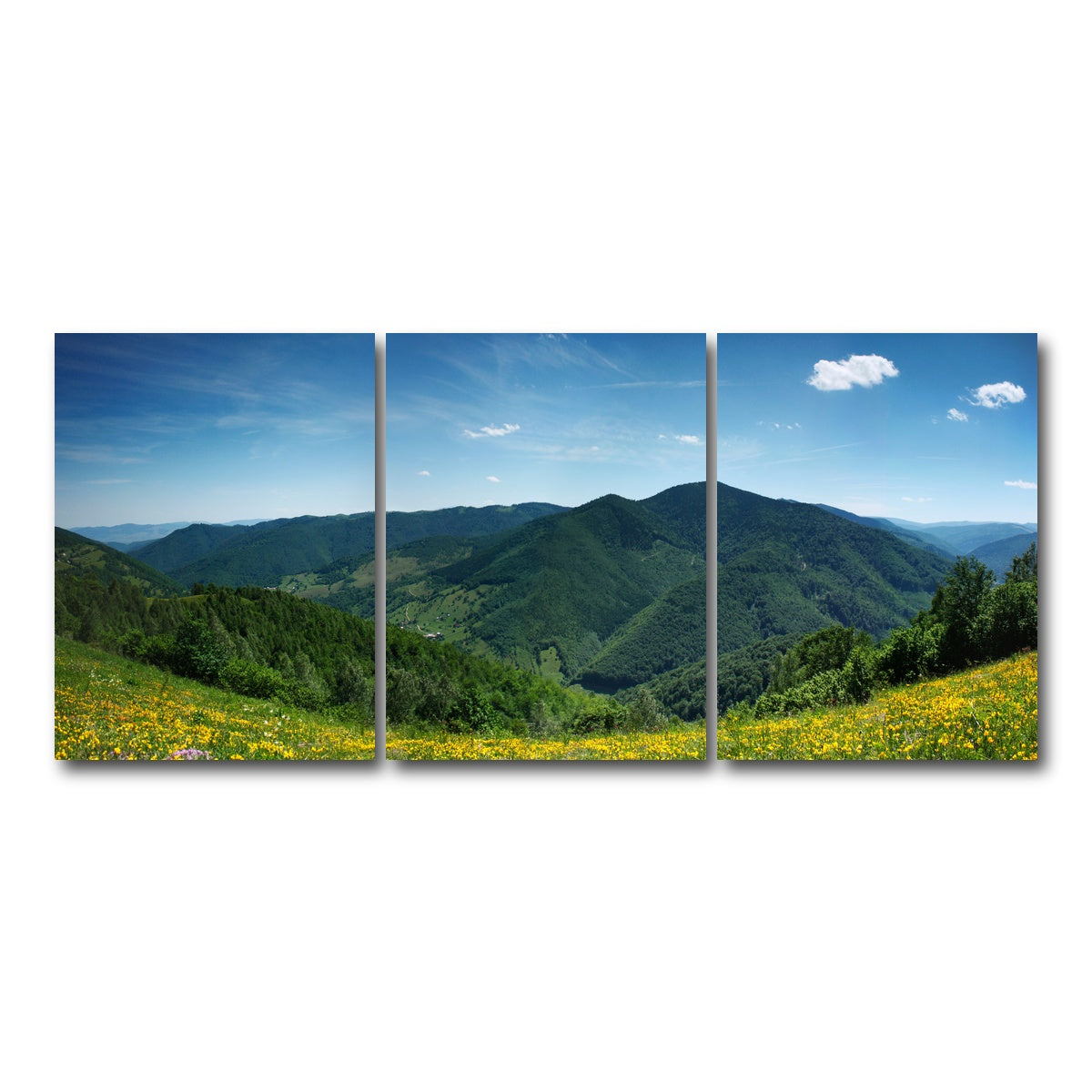 AUTO-MOCKUP WHITE | Mountain landscape panorama | 3 Piece | Gallery Wrap Canvas | group=18x24