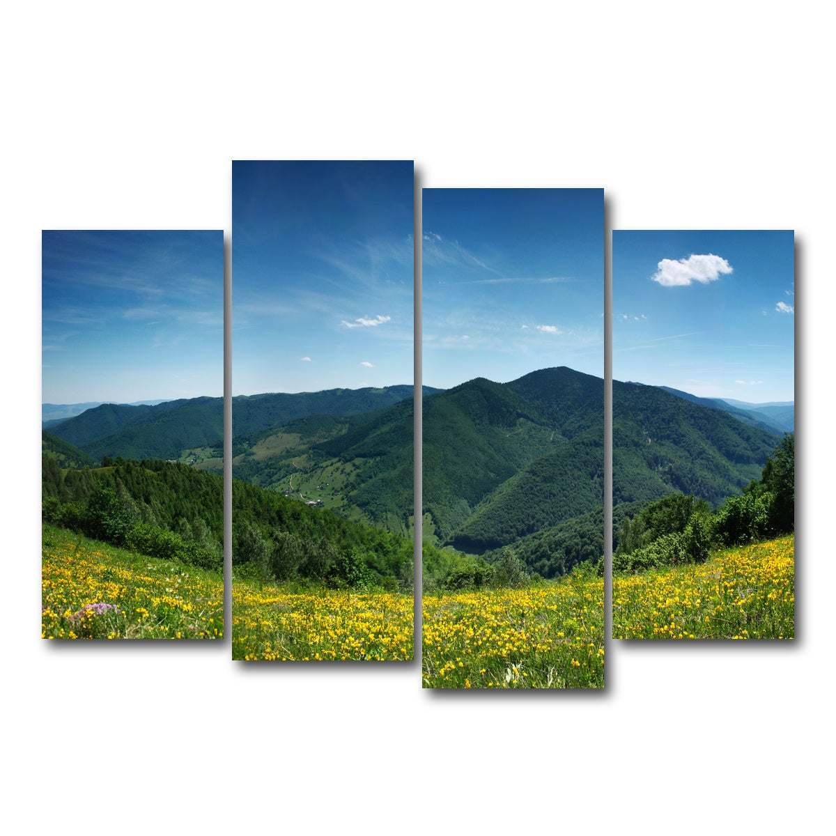 AUTO-MOCKUP WHITE | Mountain landscape panorama | 4 Piece | Gallery Wrap Canvas | group=4_normal