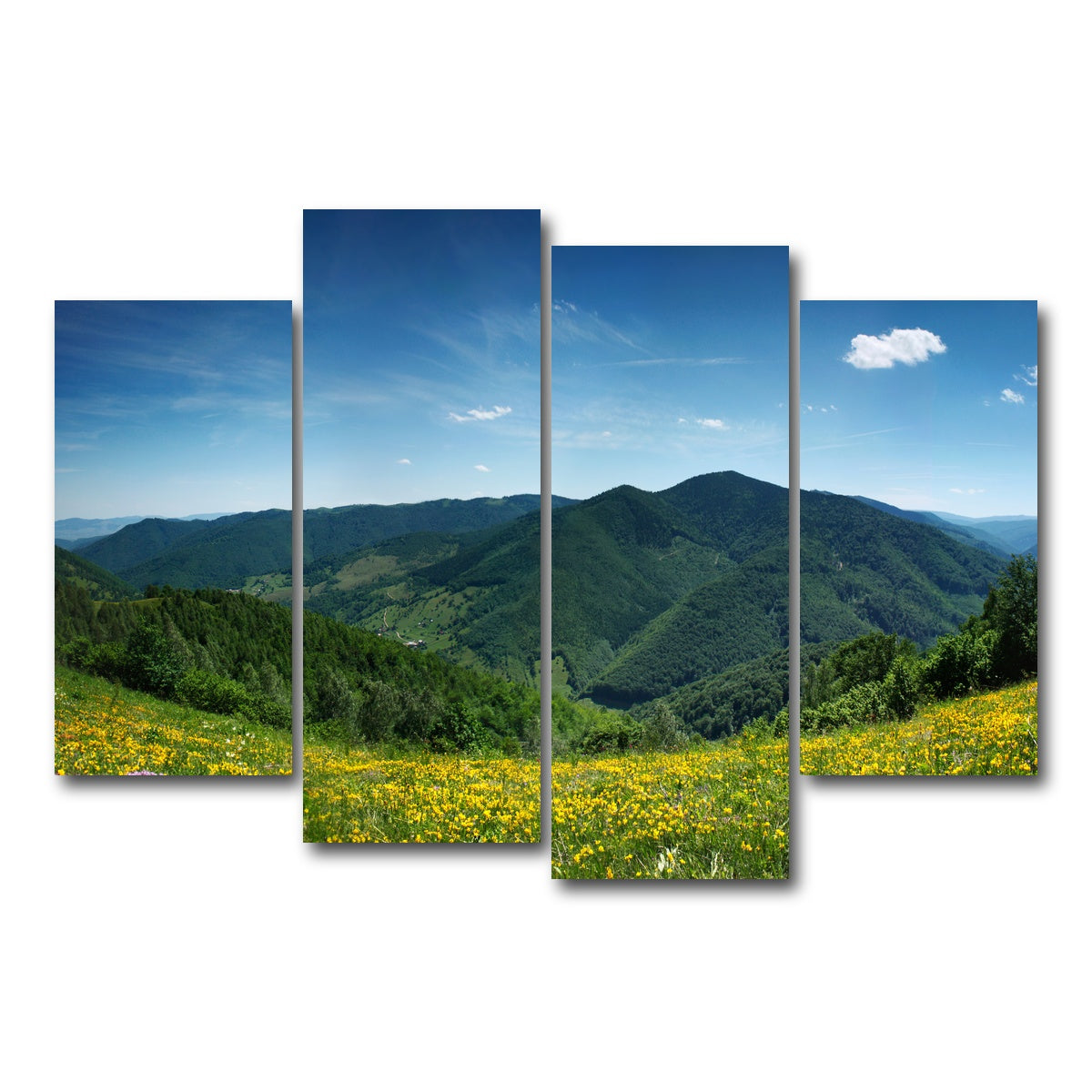 AUTO-MOCKUP WHITE | Mountain landscape panorama | 4 Piece | Gallery Wrap Canvas | group=4_short